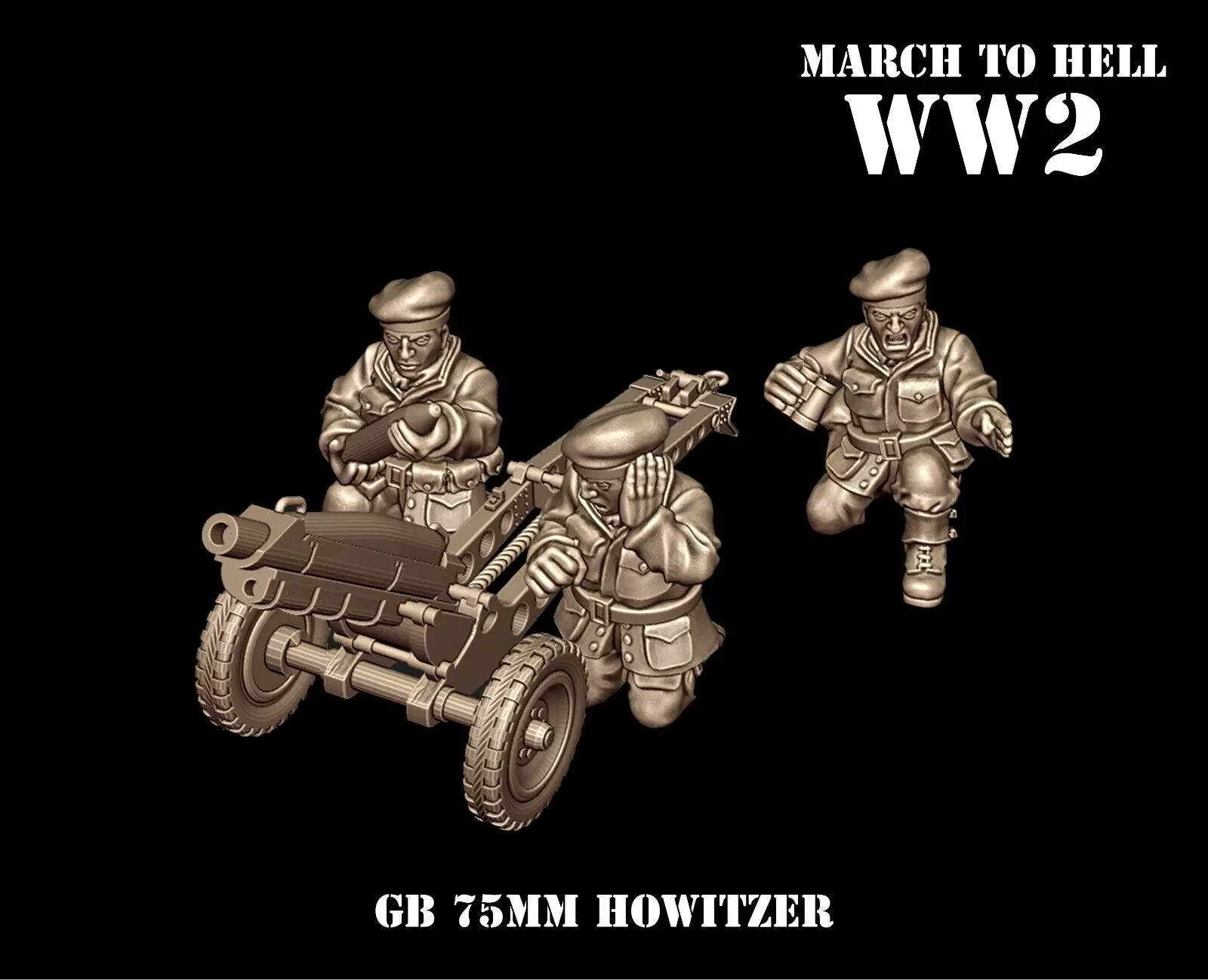 British Airlanded 75mm Pack Howitzer and 3 man team