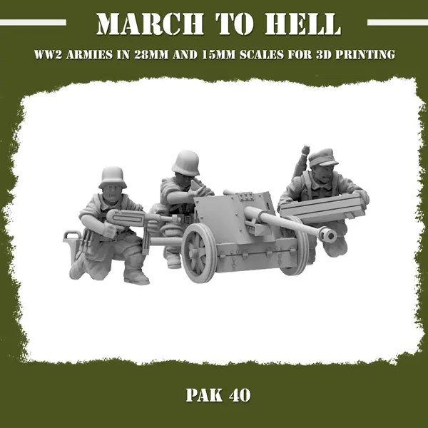 German Pak 40 Anti Tank Gun and 3 man team