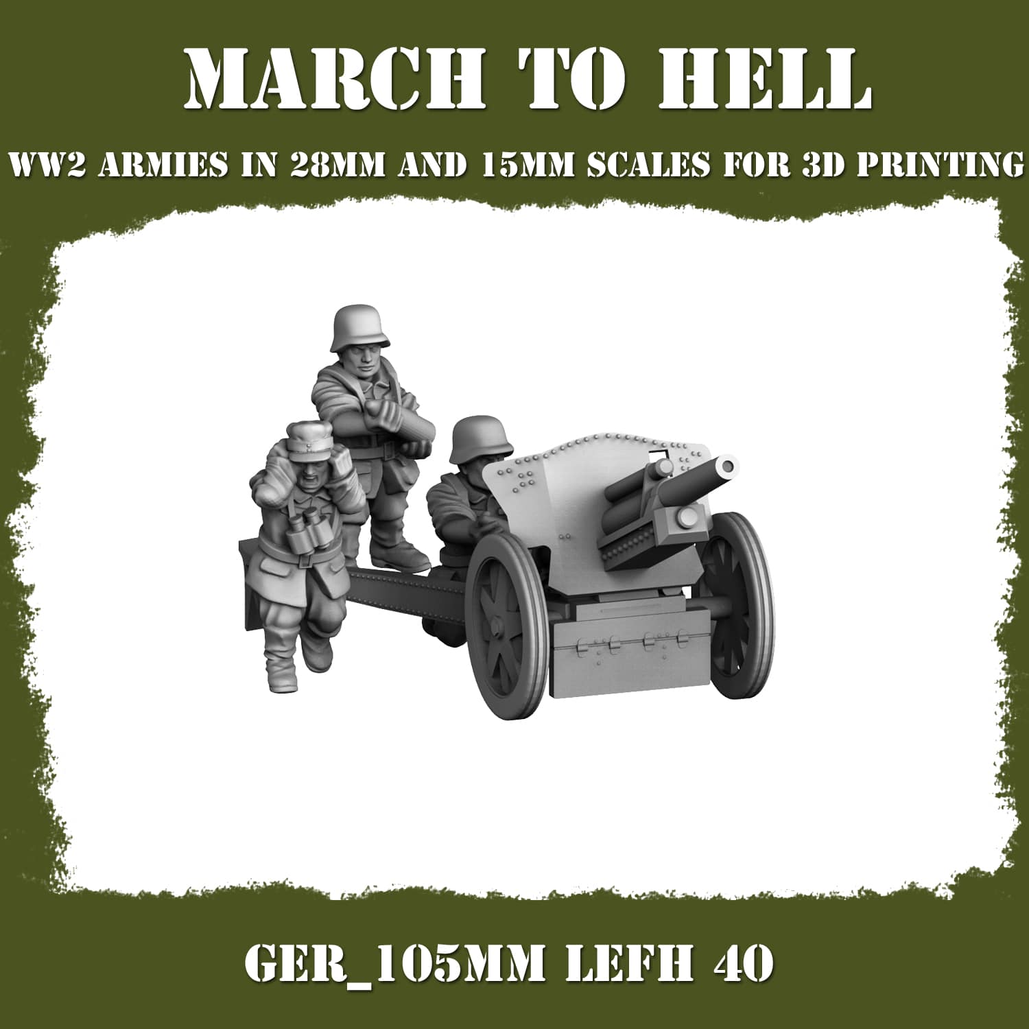 German 105mm LeFH-40 artillery gun and 3 man team