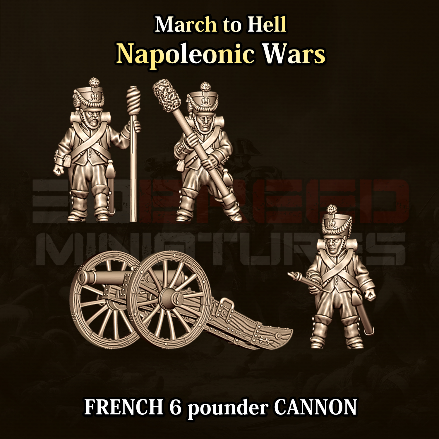 15mm French 6 pounder Foot Battery Cannon and 3 crew