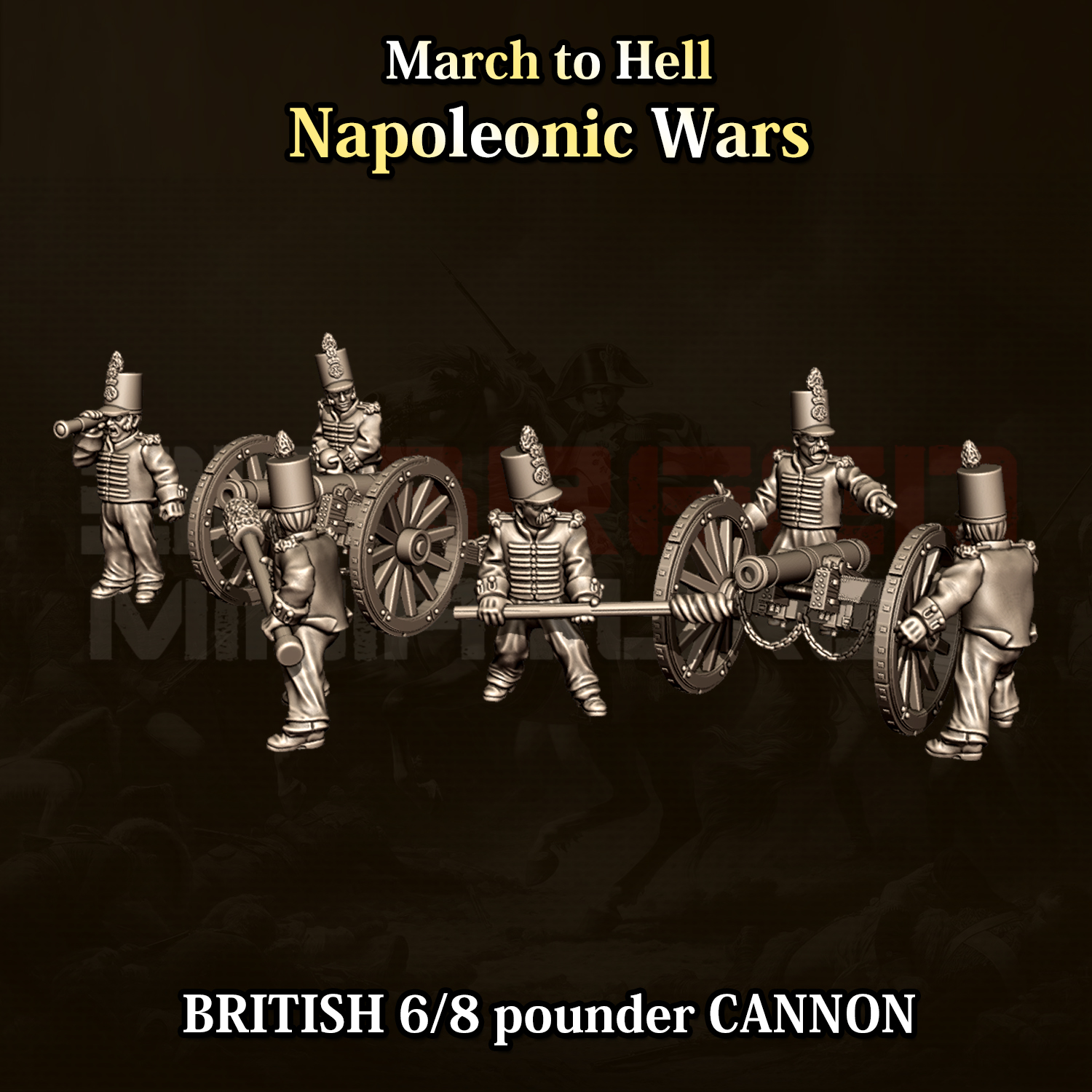 15mm British 6 pounder & 8 pounder Foot Battery Cannons and 6 crew