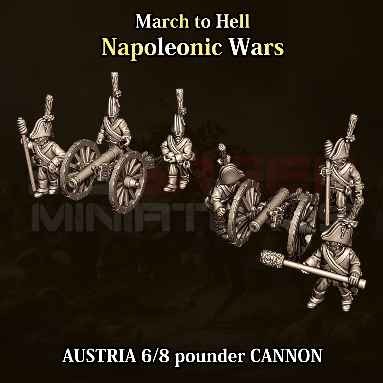 15mm Austrian 6 pounder & 8 pounder Foot Battery Cannons and 6 crew