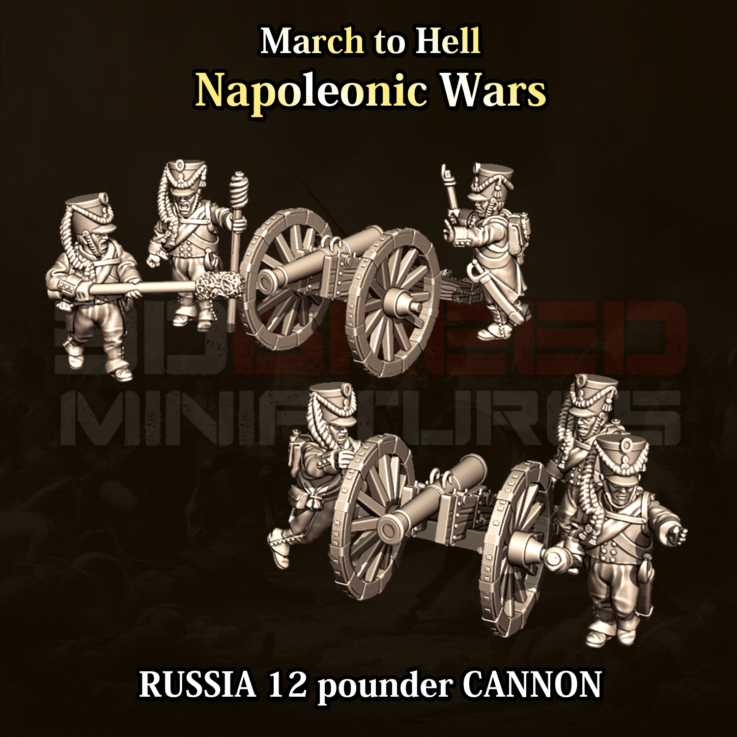 15mm Russian 12 pounder Foot Battery Cannons and 6 crew