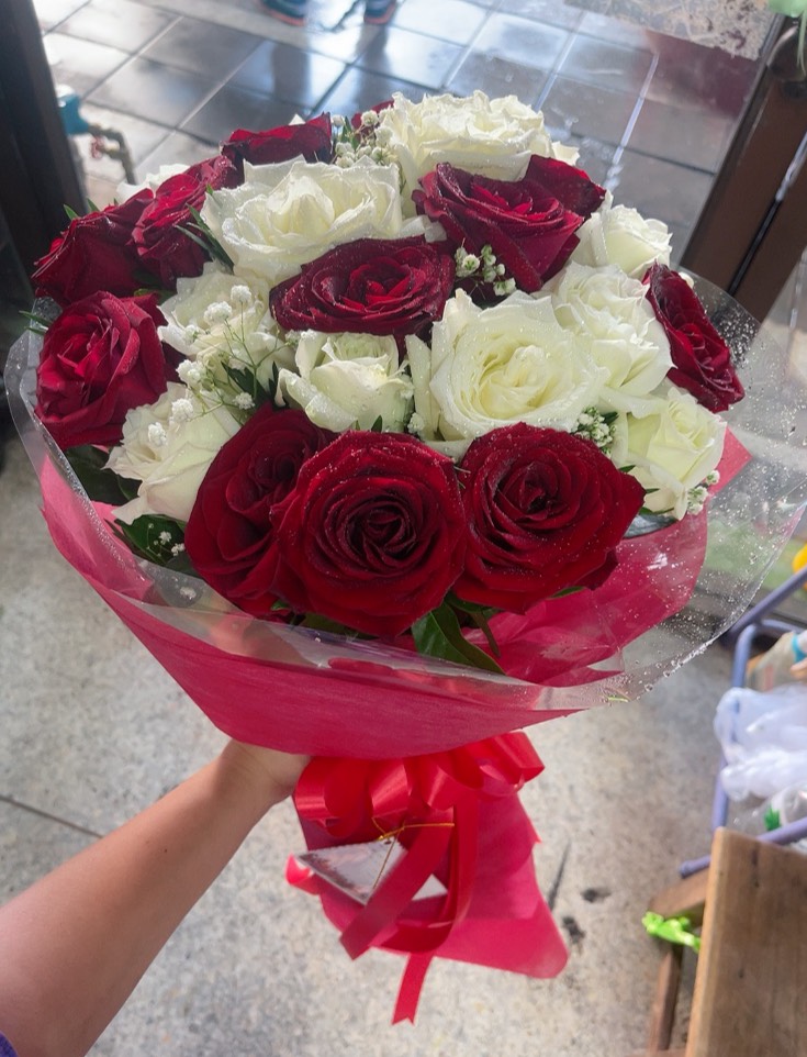 Bouquet of Red and White Roses