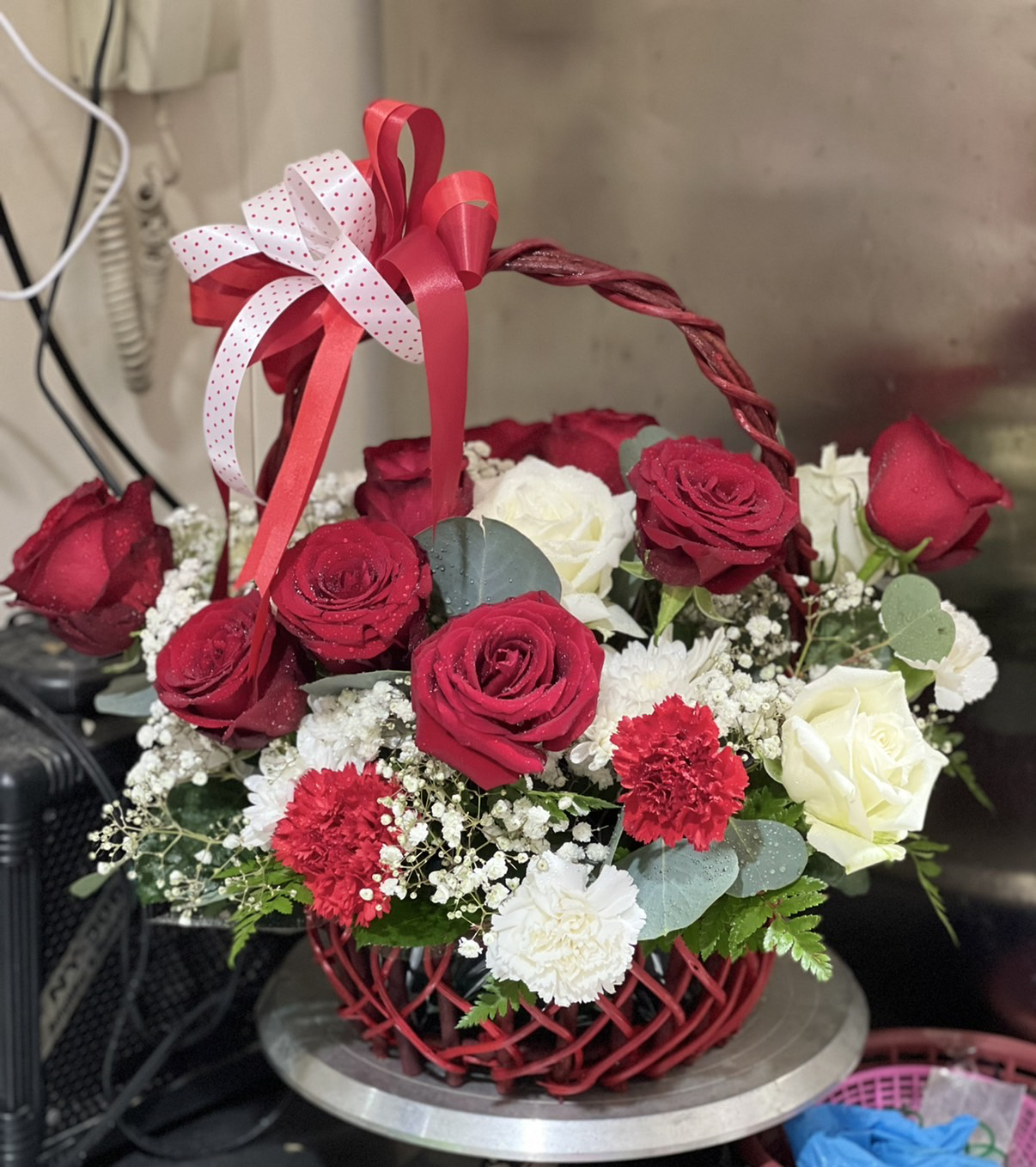 Rose and Carnation Floral Basket
