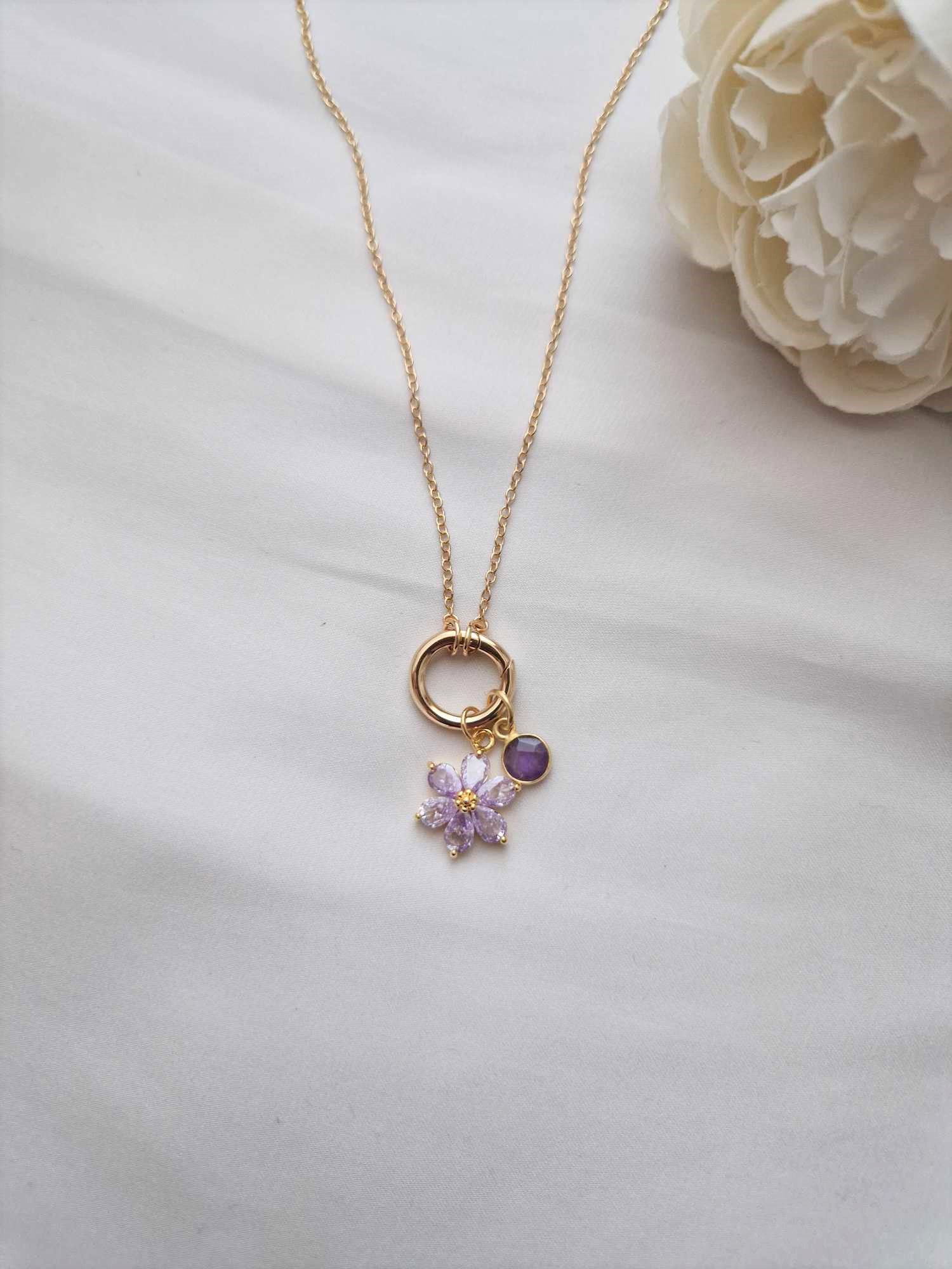 Geburtsstein Halskette Monat Februar Amethyst