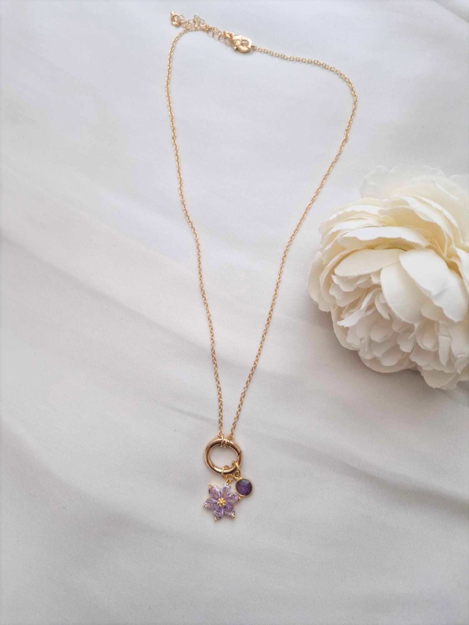 Geburtsstein Halskette Monat Februar Amethyst