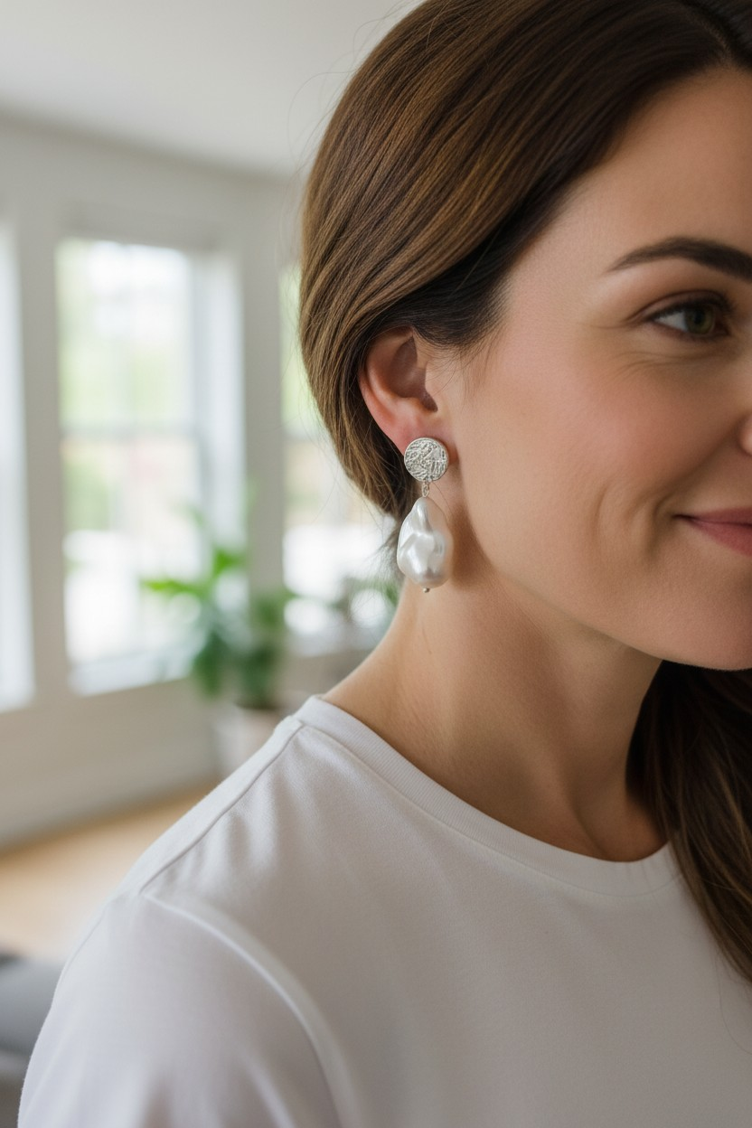 Besondere Ohrringe mit großer Perle 