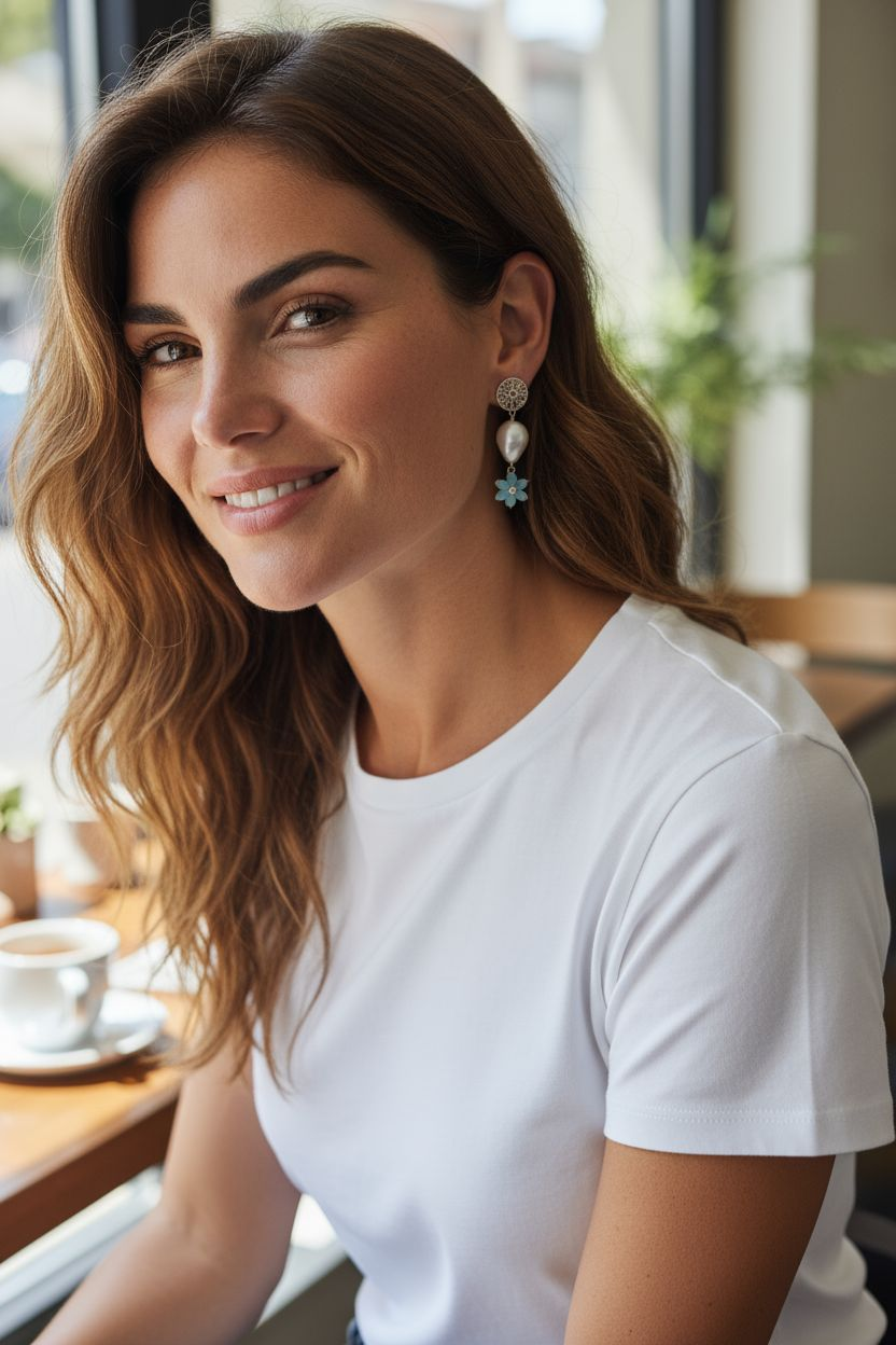 Besondere Ohrringe mit Cotton Pearl 