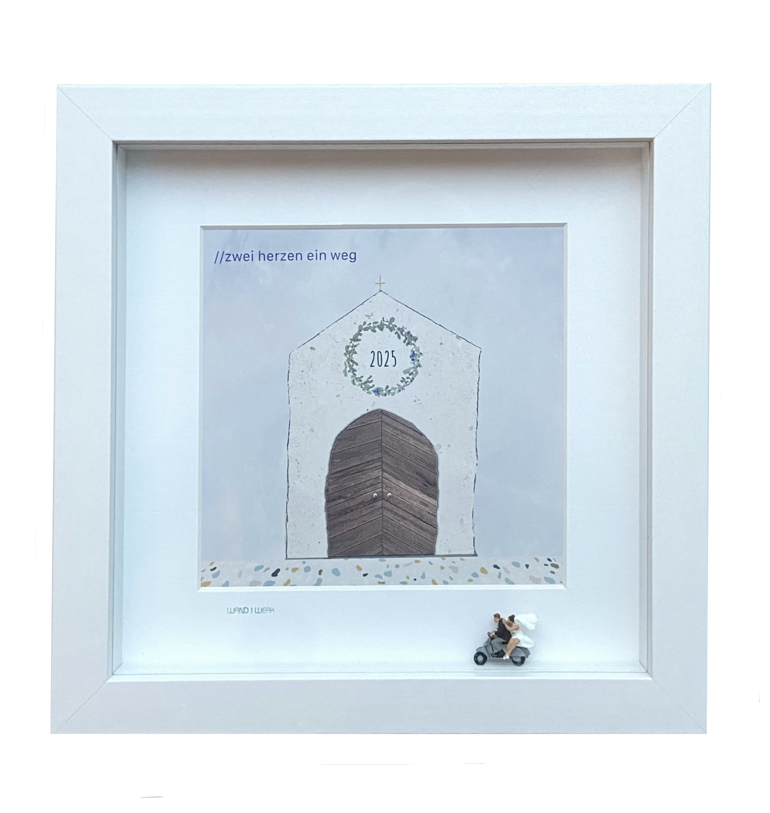 Hochzeit mit Vespa  - 3D Bilder im Objektkasten - art in boxes