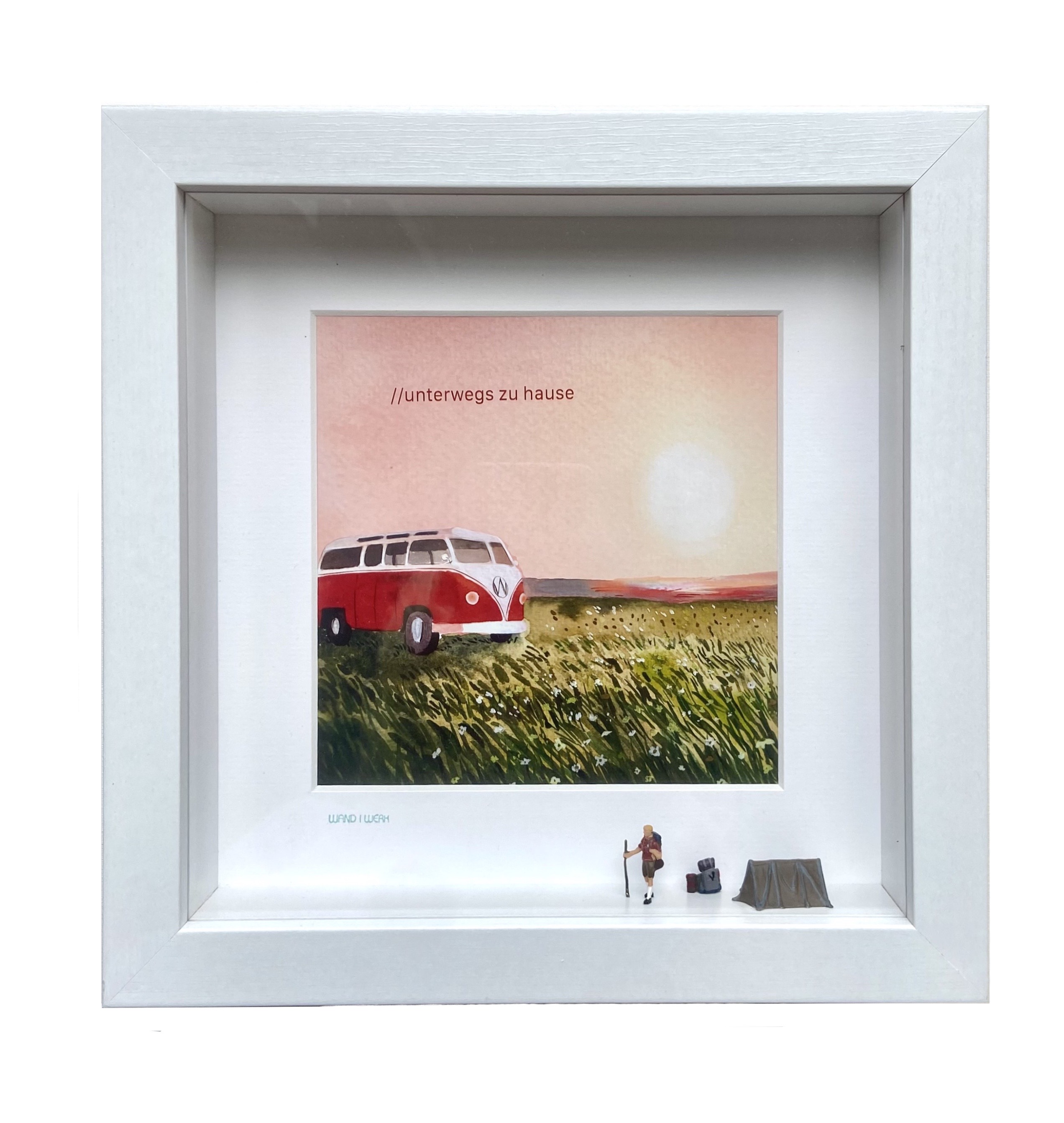 Bulli T1 im Urlaub - 3D Bilder im Objektkasten - art in boxes