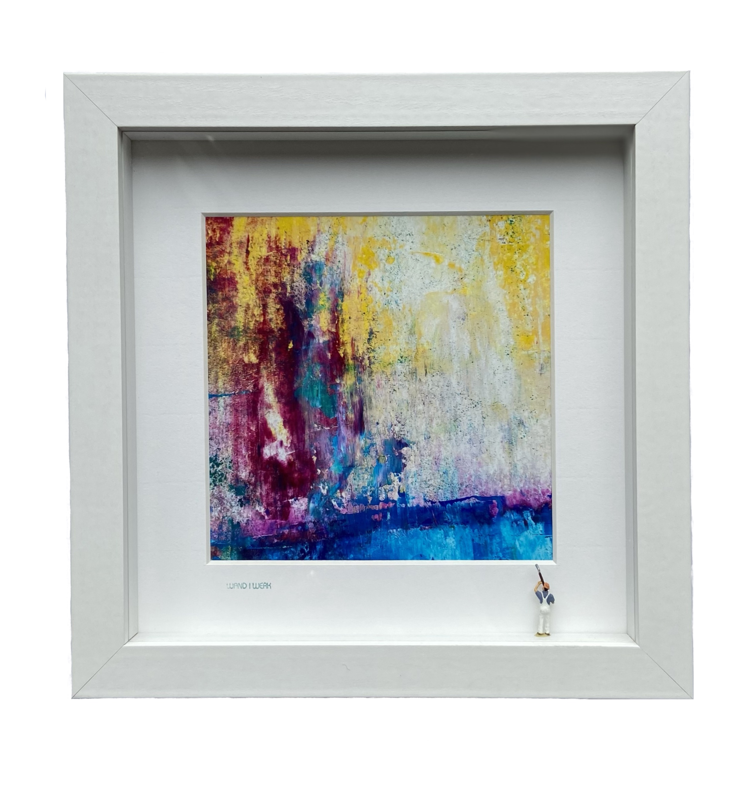 Maler in Aktion 4 (gelb) - 3D Bilder im Objektkasten - art in boxes