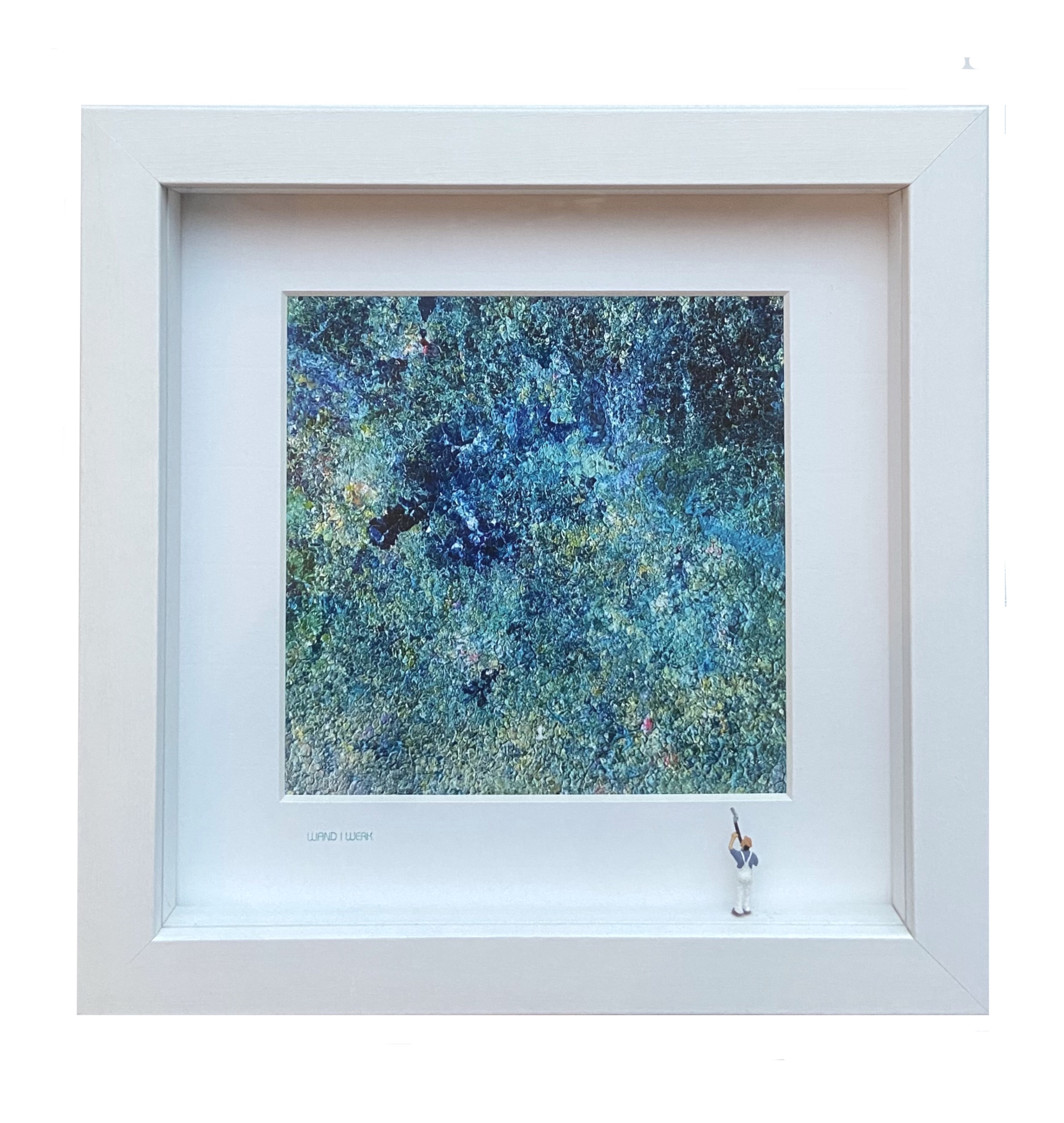 Maler in Aktion 3 (blau) - 3D Bilder im Objektkasten - art in boxes