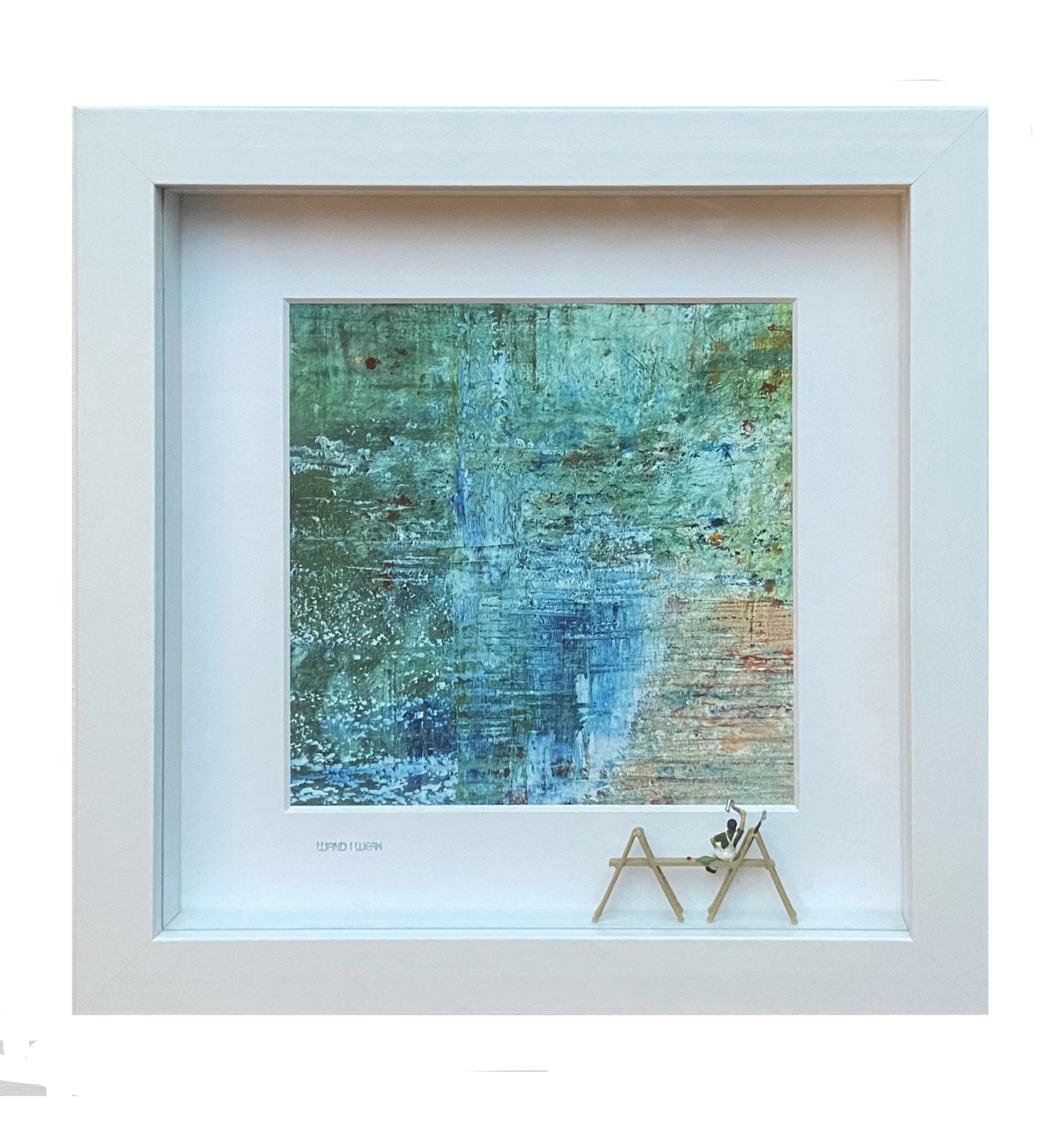 Maler in Aktion 2 (grün) - 3D Bilder im Objektkasten - art in boxes