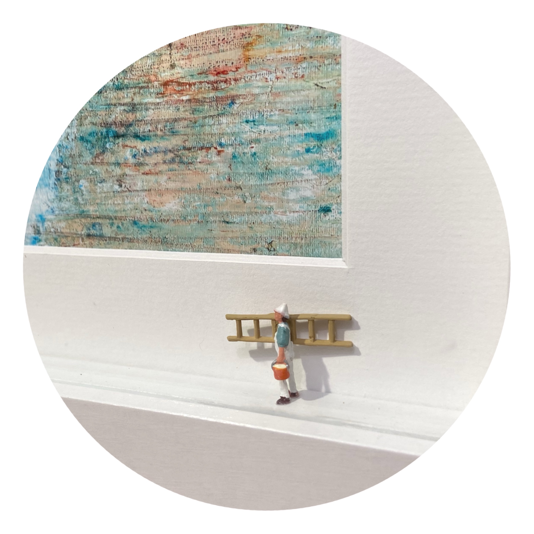 Maler in Aktion 2 (grün) - 3D Bilder im Objektkasten - art in boxes