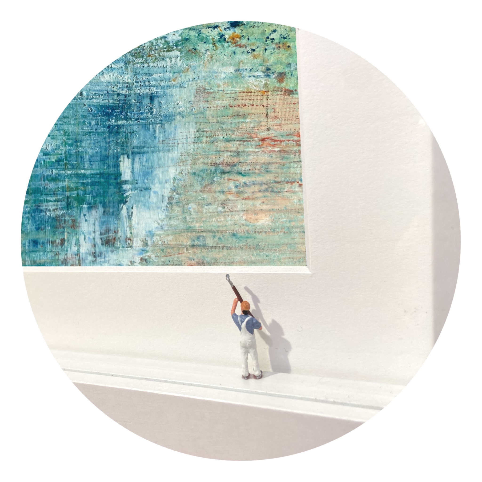 Maler in Aktion 2 (grün) - 3D Bilder im Objektkasten - art in boxes