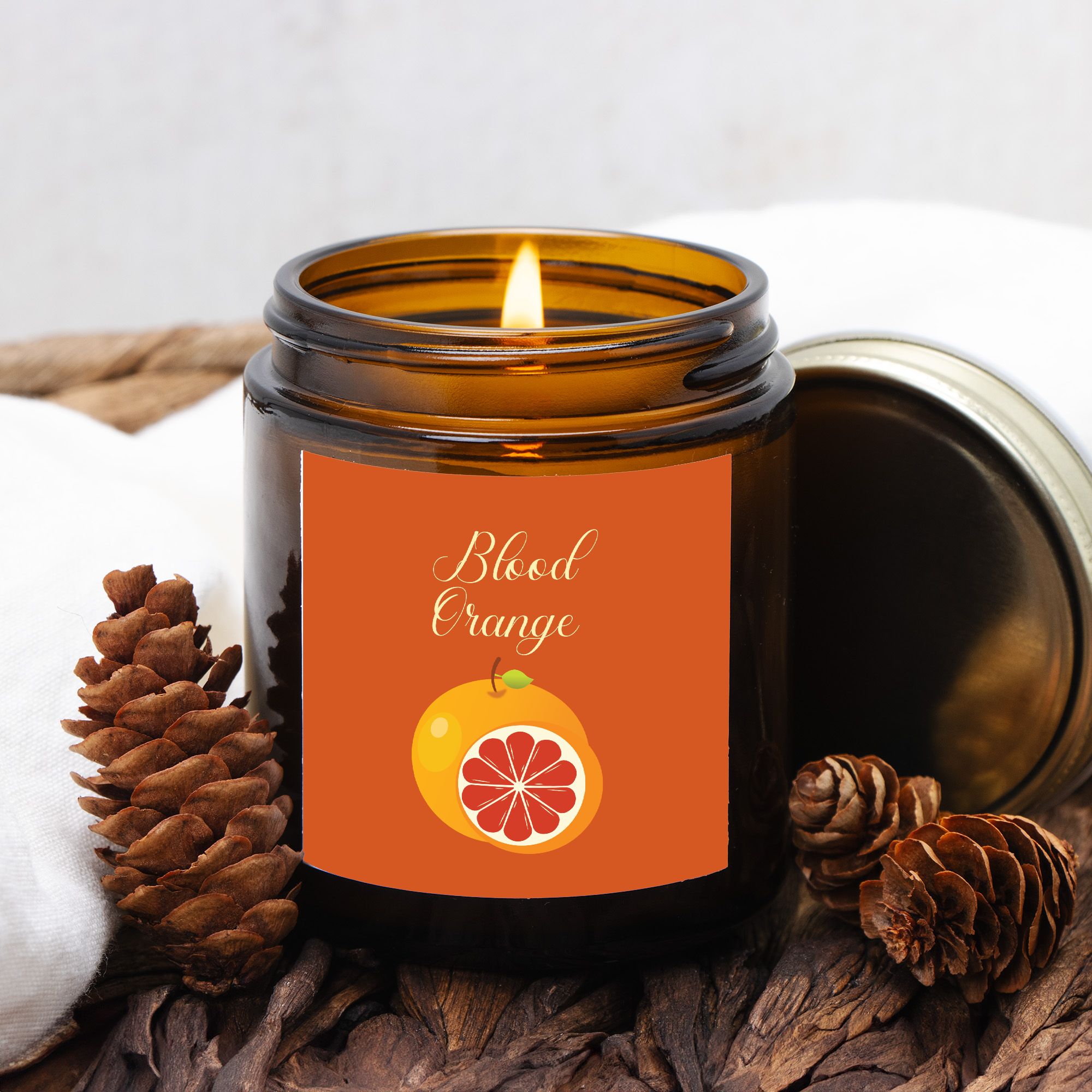 Blood Orange Amber Glass Candle -4 oz.