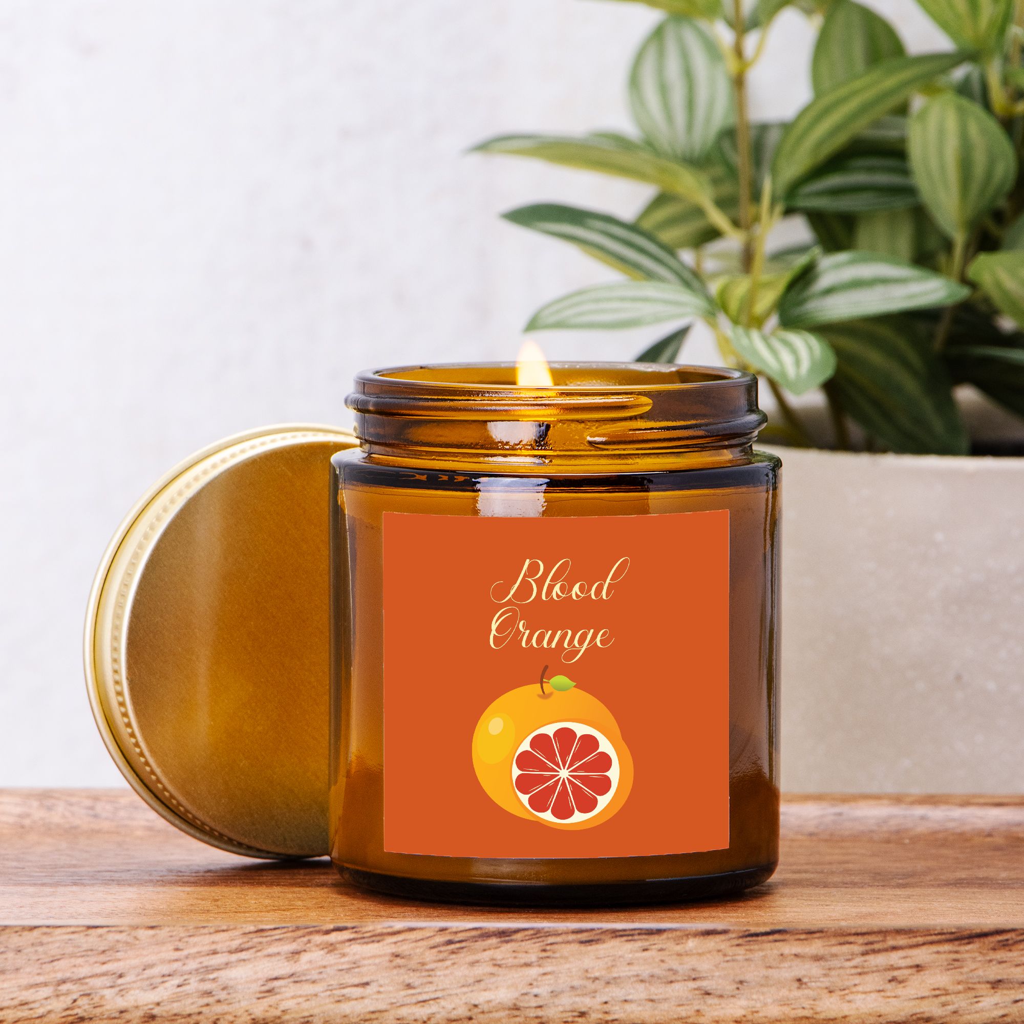 Blood Orange Amber Glass Candle -4 oz.