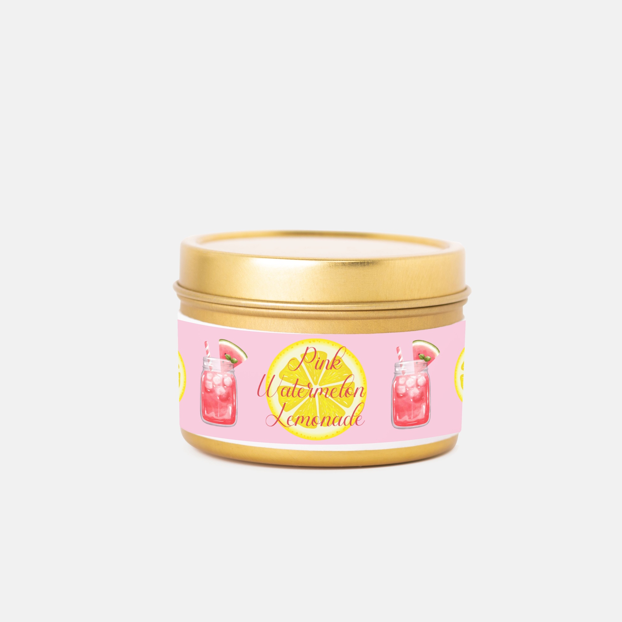 Pink Watermelon Lemonade Gold Tin Candle - 4 oz.