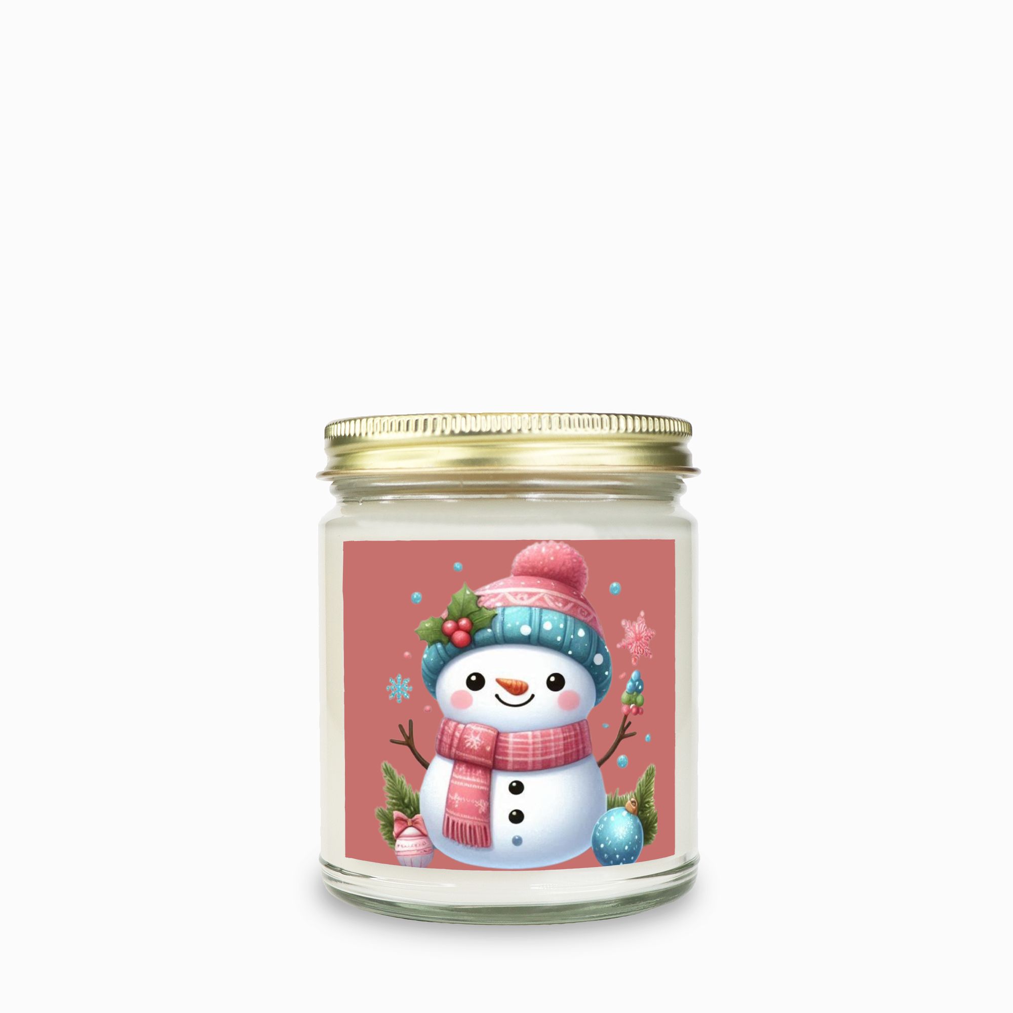 Snowman Candle - Clear Glass Jar - 09 oz. -014