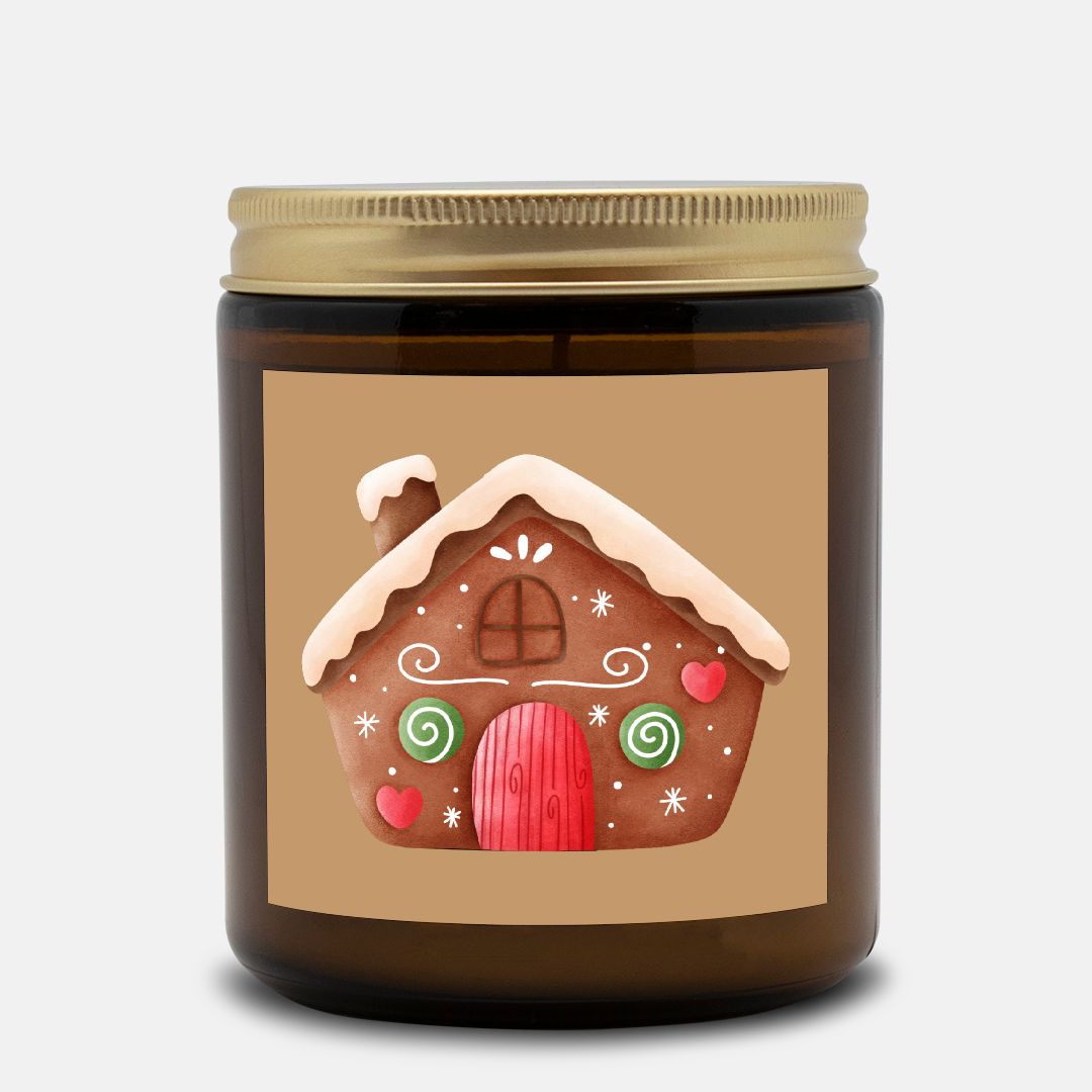 Gingerbread Candle - Amber Glass Jar - 09 oz. - 034