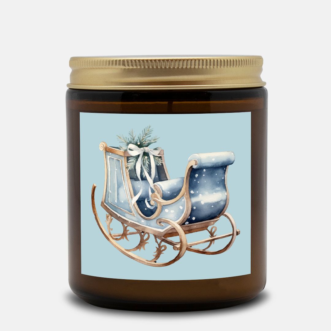 Christmas Sleigh - Amber Glass Jar - 09 oz. - 035