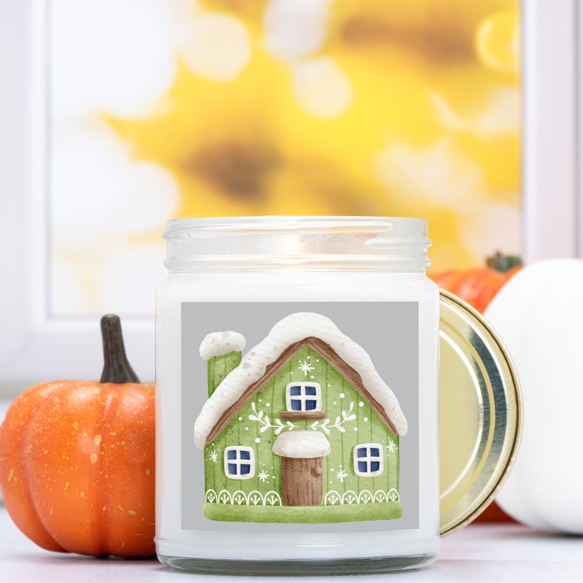 Gingerbread House Candle - Clear Glass Jar - 09 oz. -036