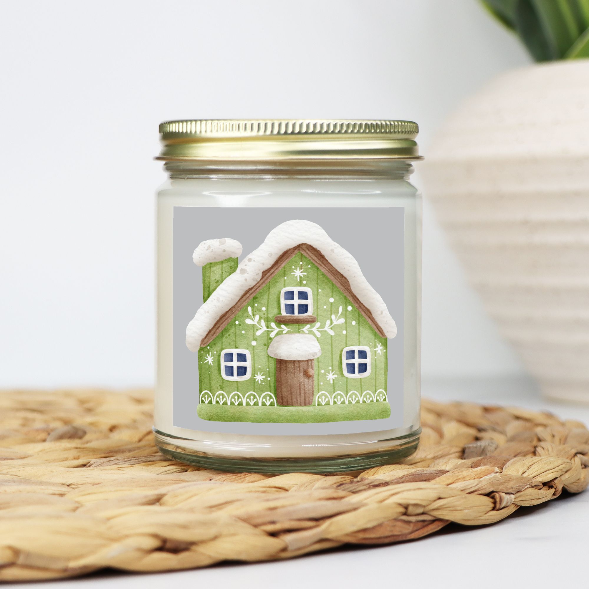 Gingerbread House Candle - Clear Glass Jar - 09 oz. -036