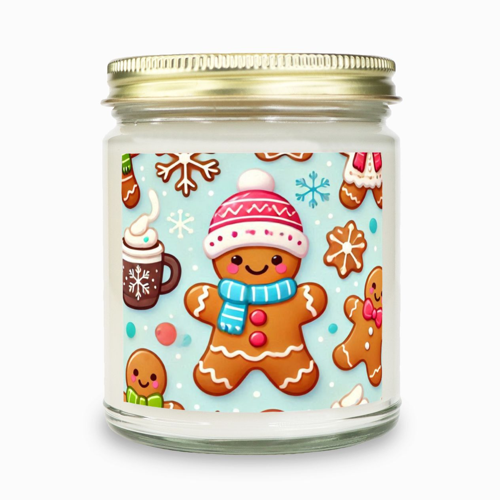 Gingerbread Man Candle - Clear Glass Jar - 09 oz. -040