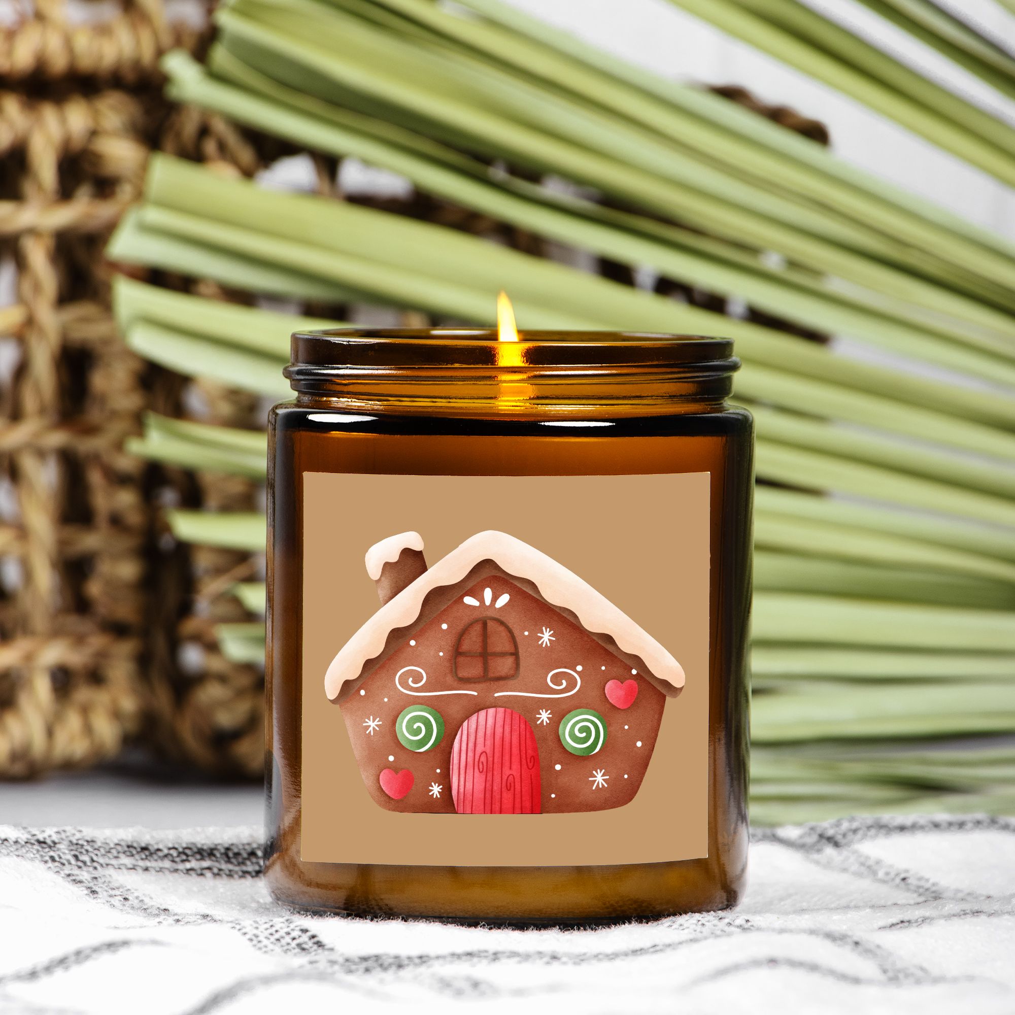 Gingerbread Candle - Amber Glass Jar - 09 oz. - 034