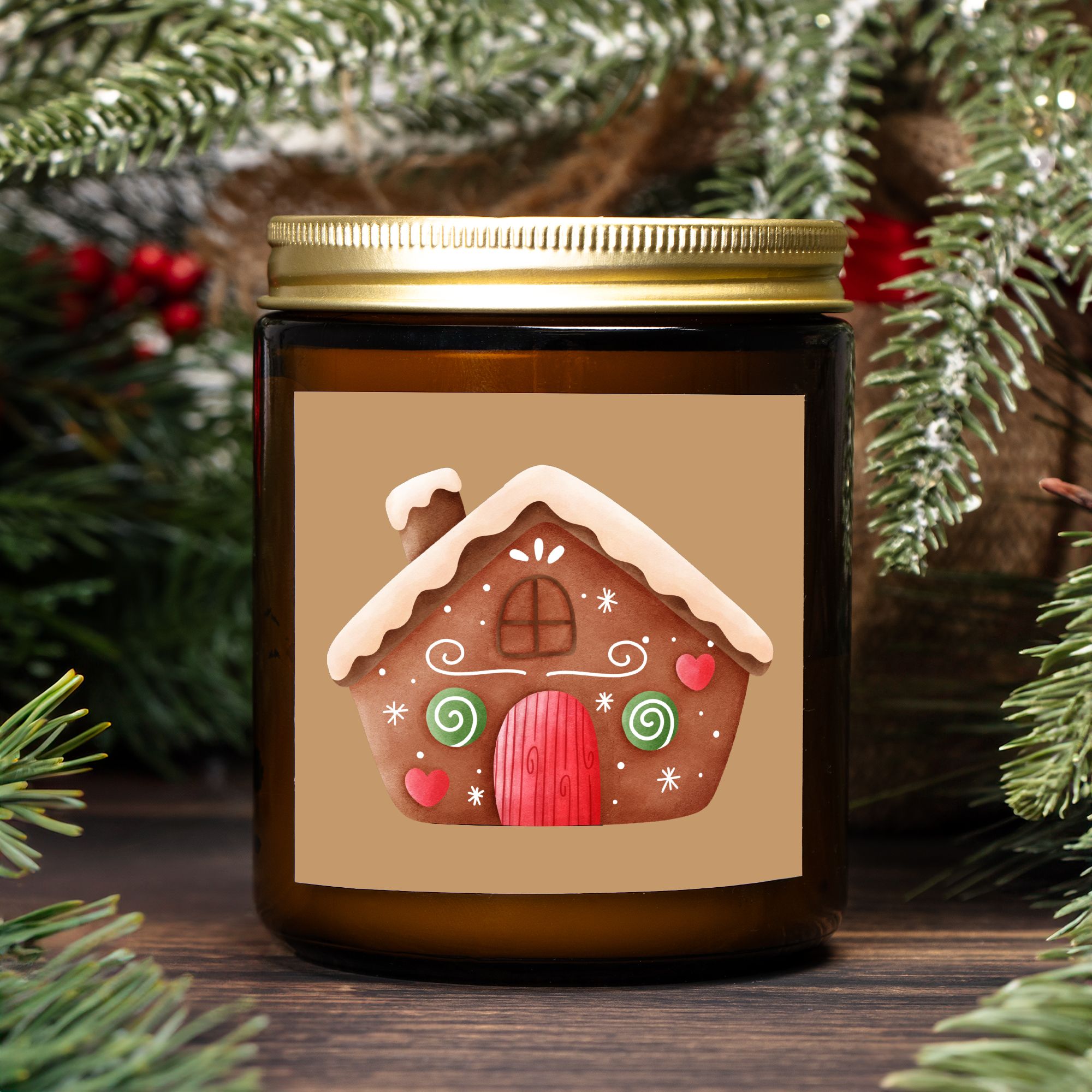 Gingerbread Candle - Amber Glass Jar - 09 oz. - 034