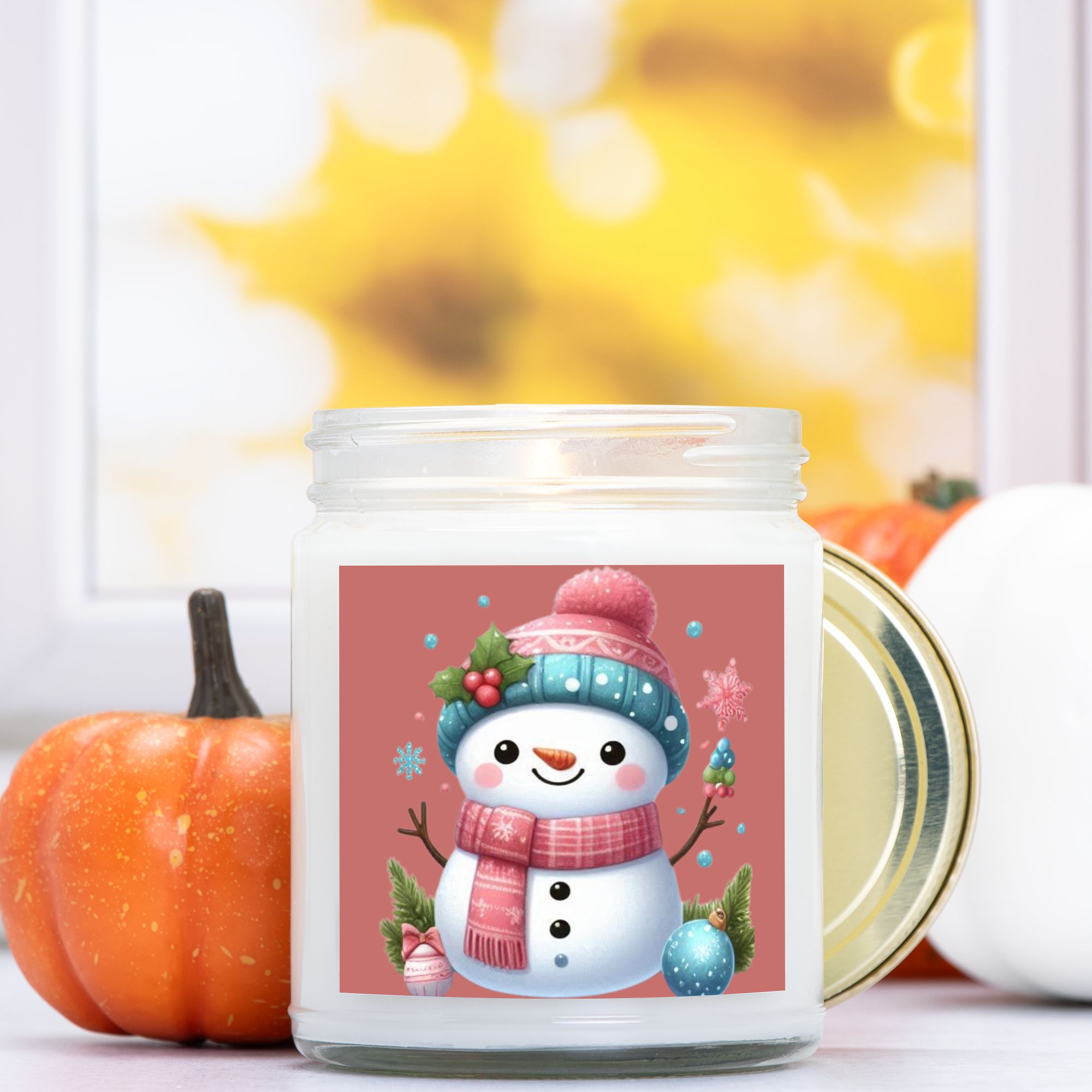 Snowman Candle - Clear Glass Jar - 09 oz. -014