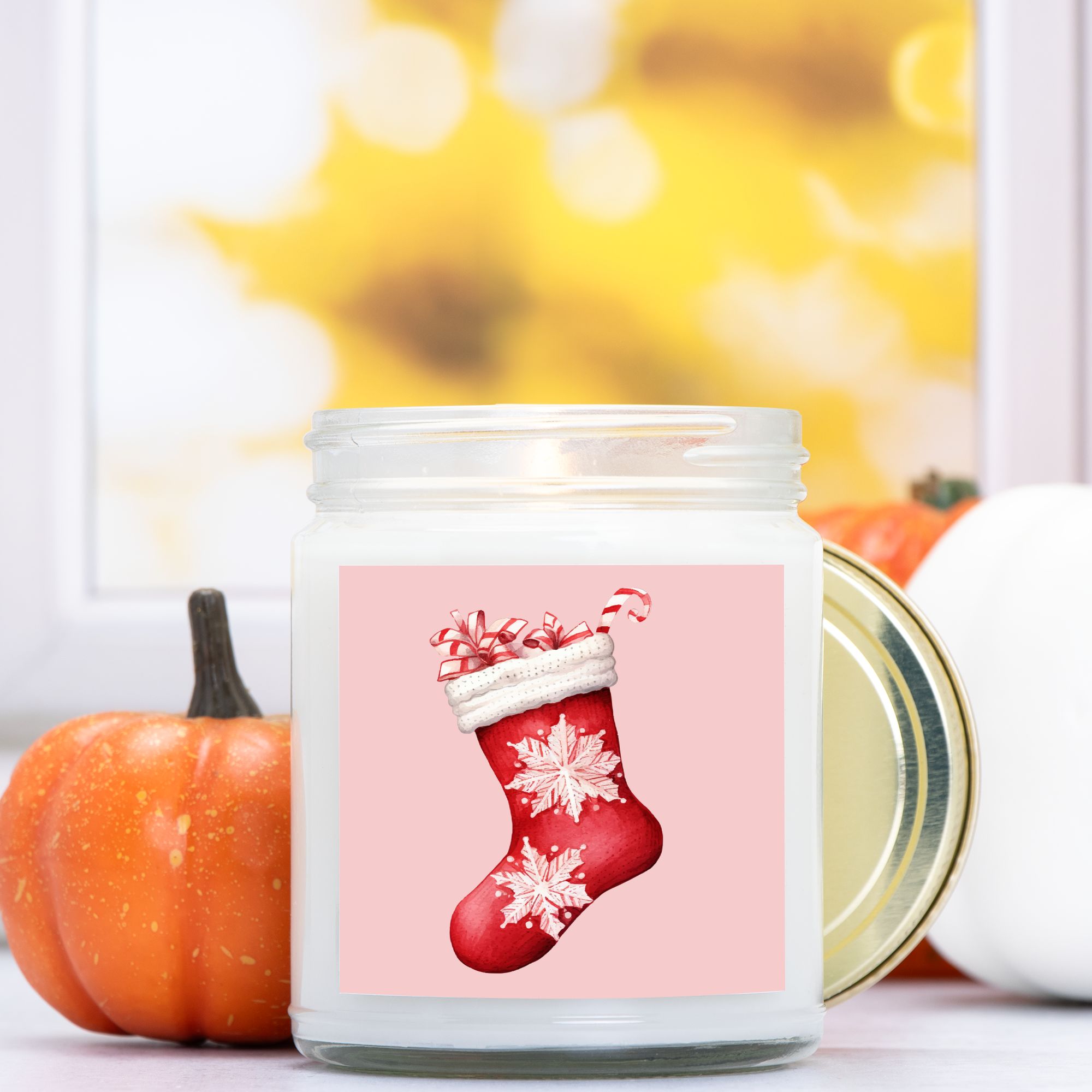 Christmas Stocking Candle - Clear Glass Jar - 09 oz. -029