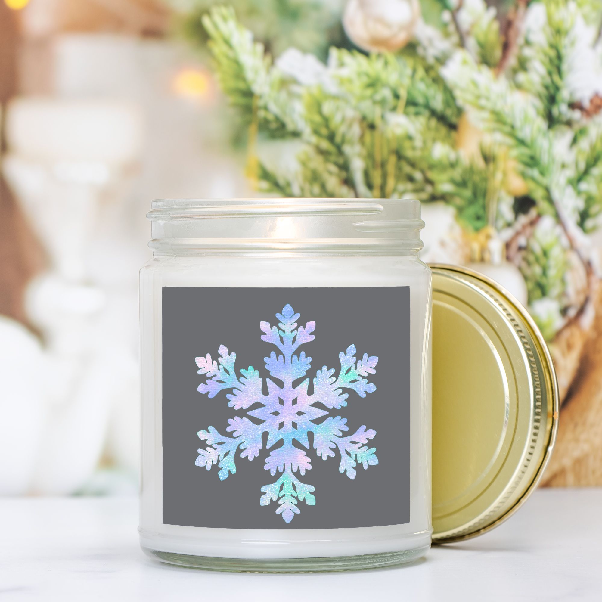 Snowflake Candle - Clear Glass Jar - 09 oz. -030