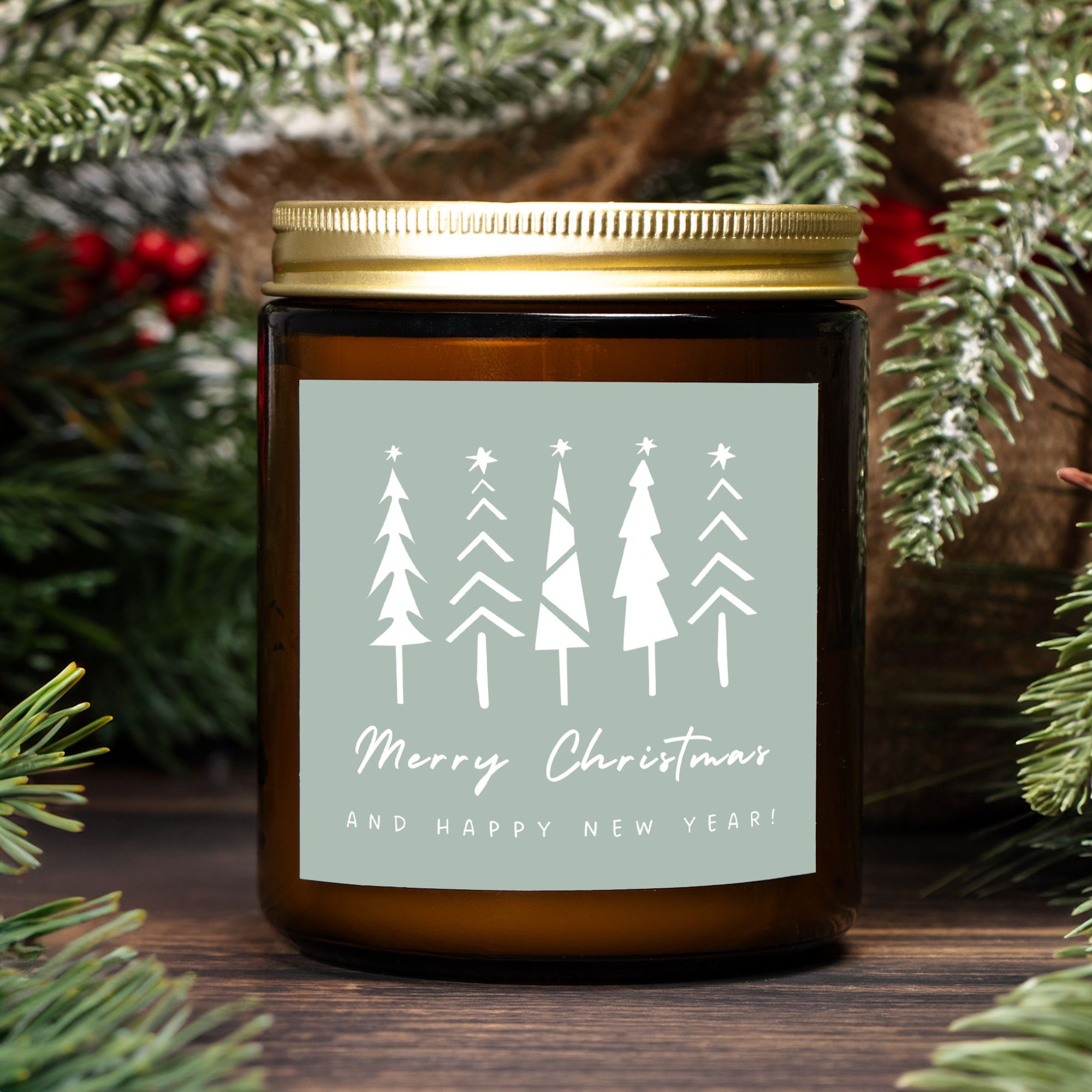 Merry Christmas Amber Glass Jar Candle - 09 oz. - 03