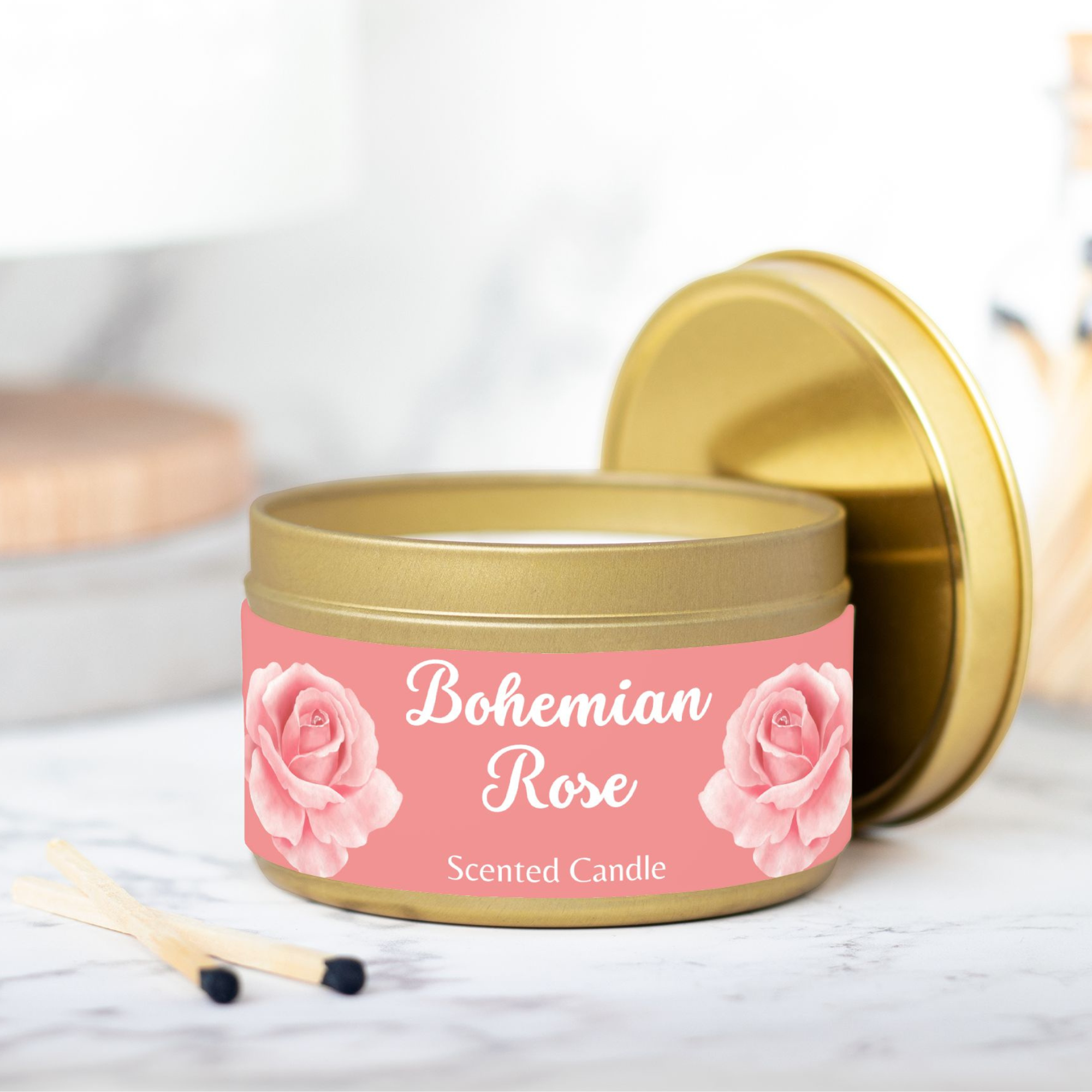 Bohemian Rose - Gold Tin Candle - 8 oz.