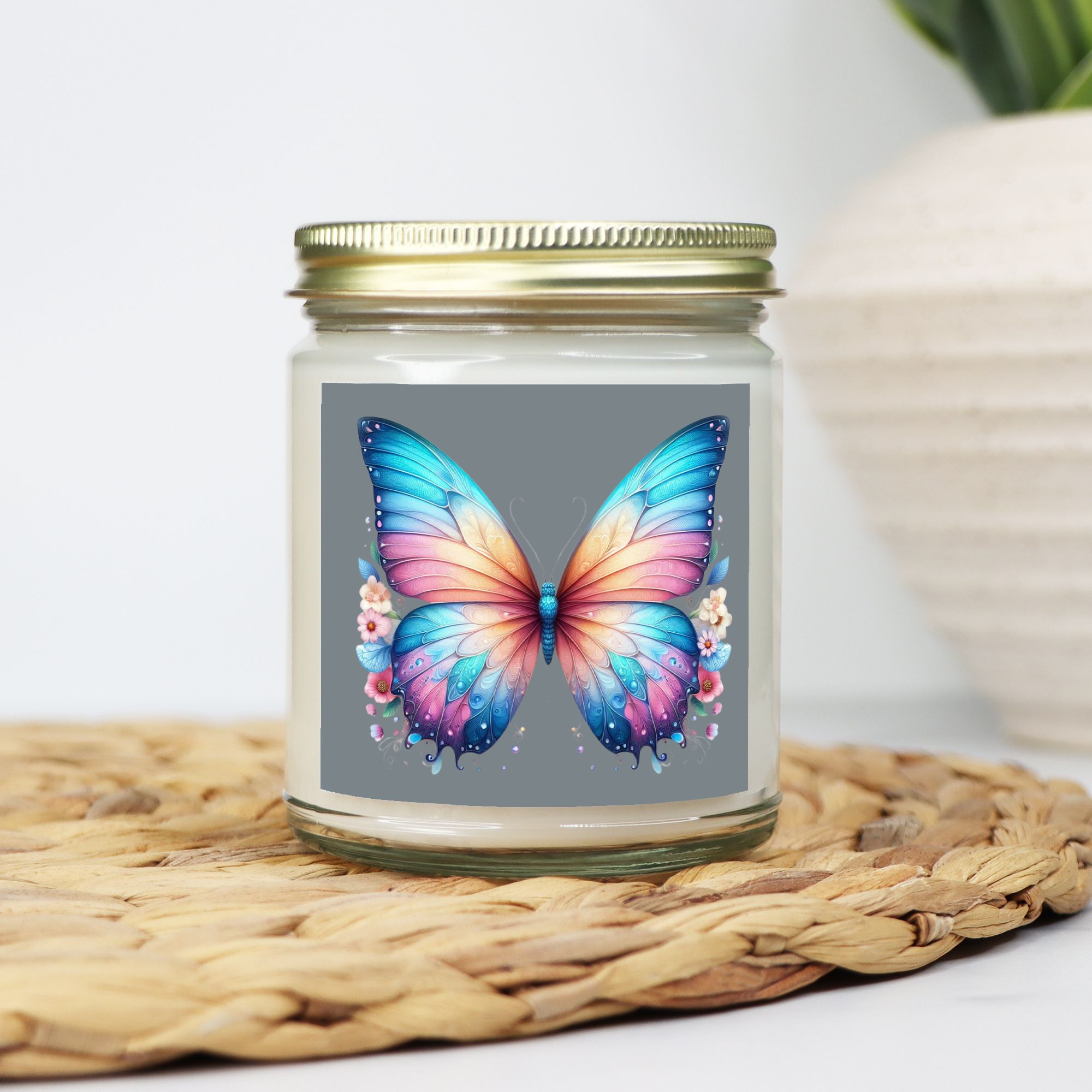 Butterfly Candle - Clear Glass Jar - 09 oz. -062