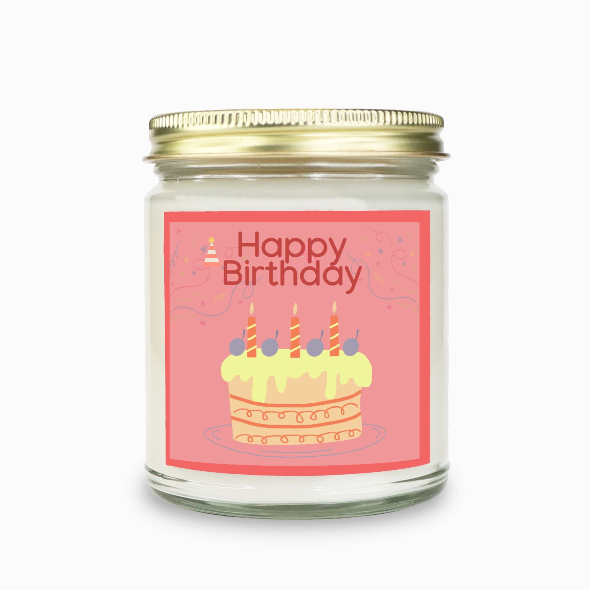 Happy Birthday  Candle - Clear Glass Jar - 09 oz. -080