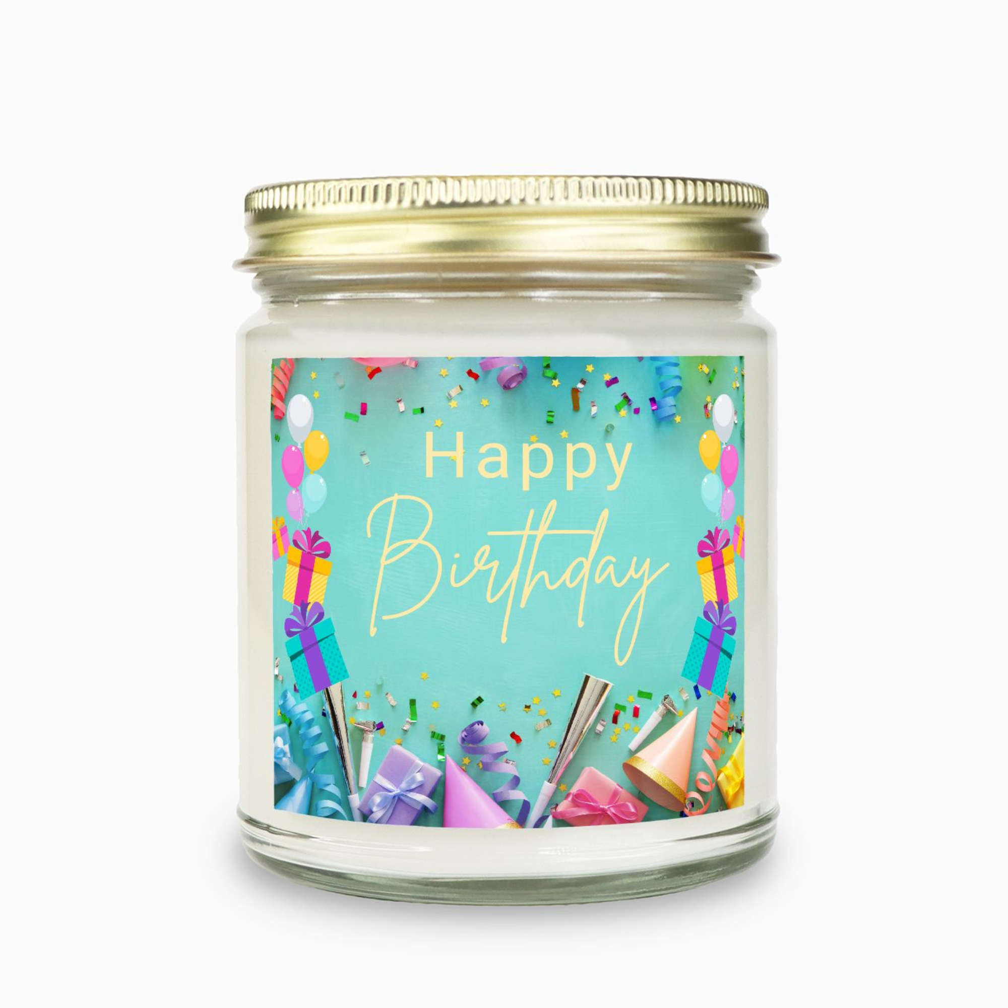 Happy Birthday Candle - Clear Glass Jar - 09 oz. -083