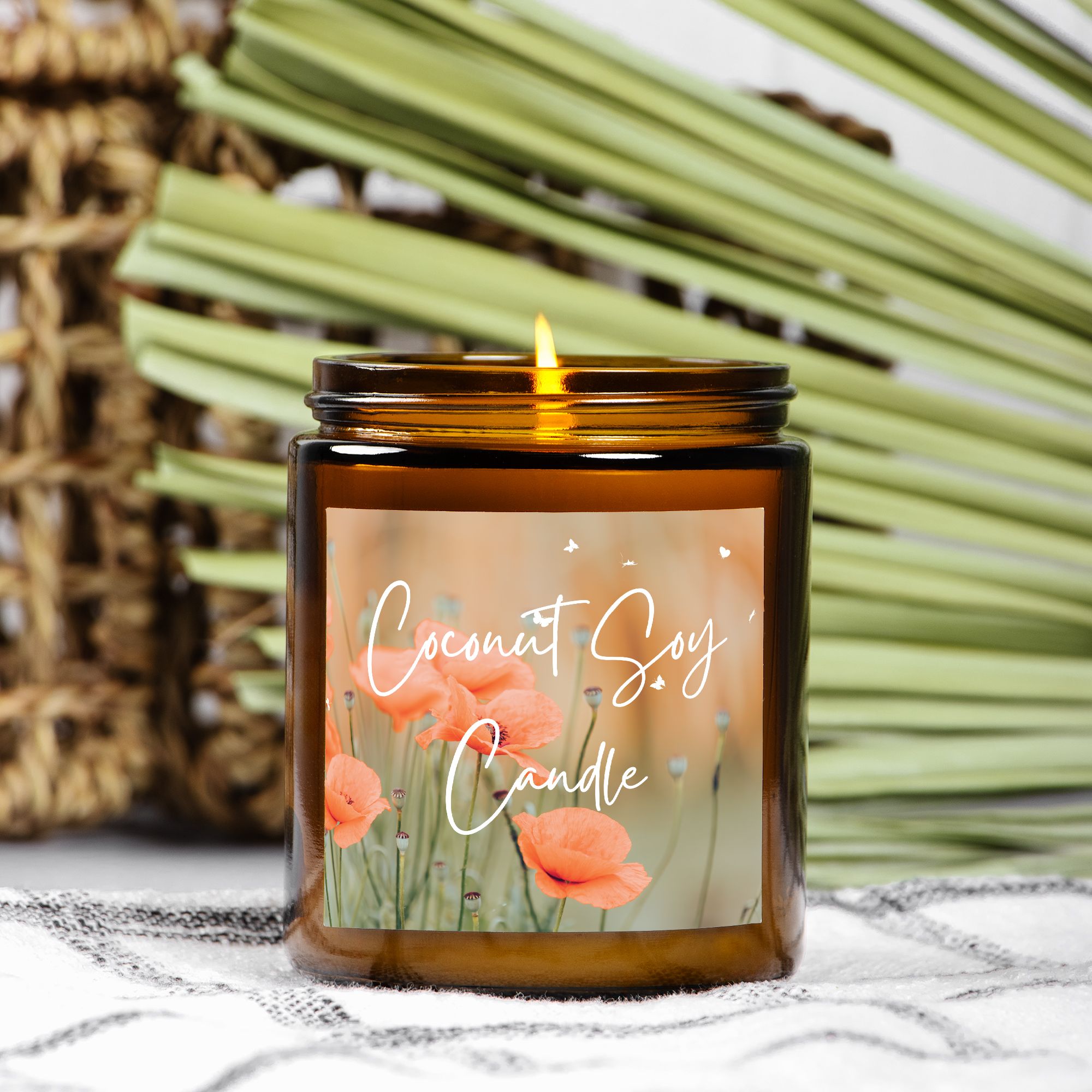 Coconut Soy Candle - Amber Glass Jar - 09 oz. - 091