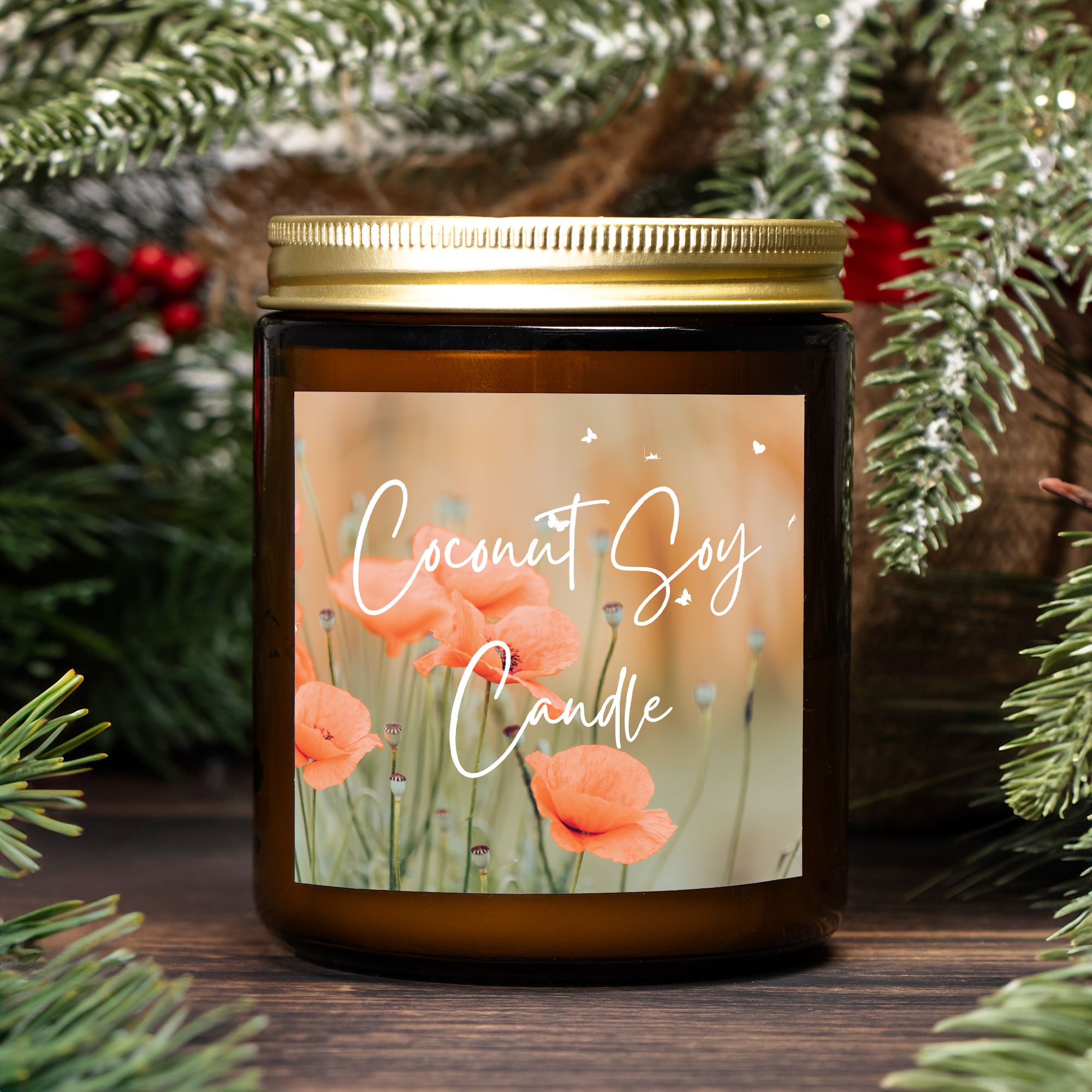 Coconut Soy Candle - Amber Glass Jar - 09 oz. - 091