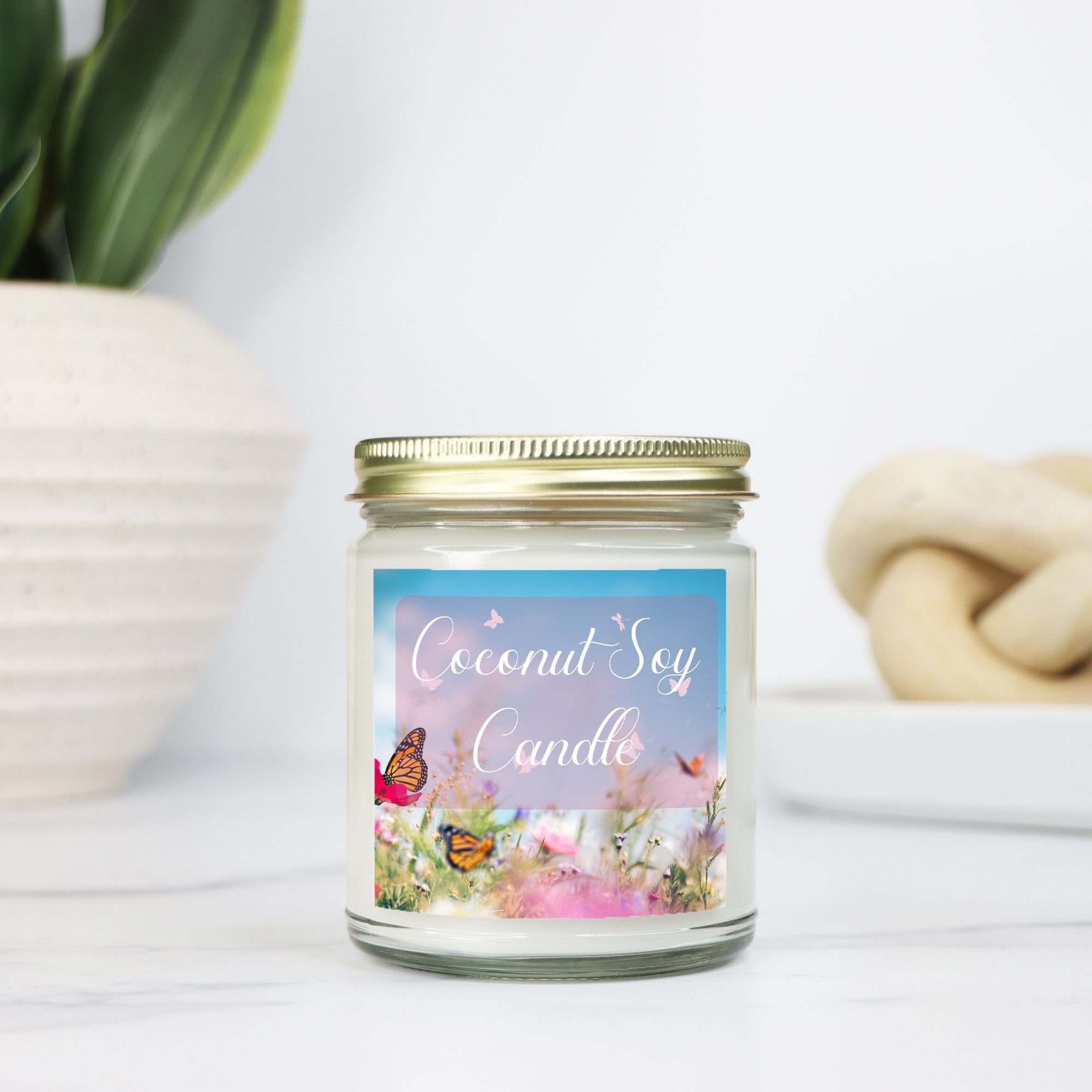 Coconut Soy Candle - Clear Glass Jar - 09 oz. -092