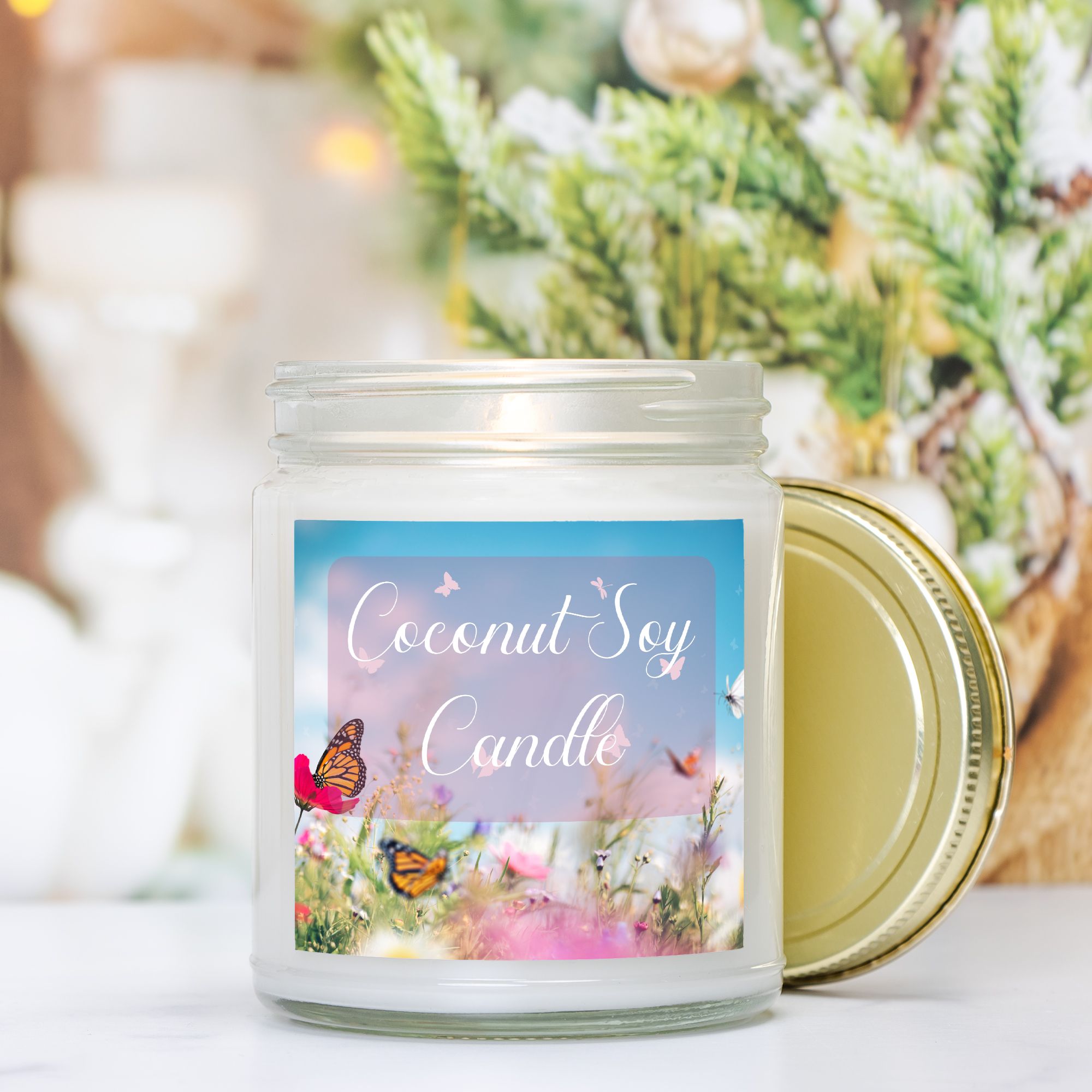 Coconut Soy Candle - Clear Glass Jar - 09 oz. -092