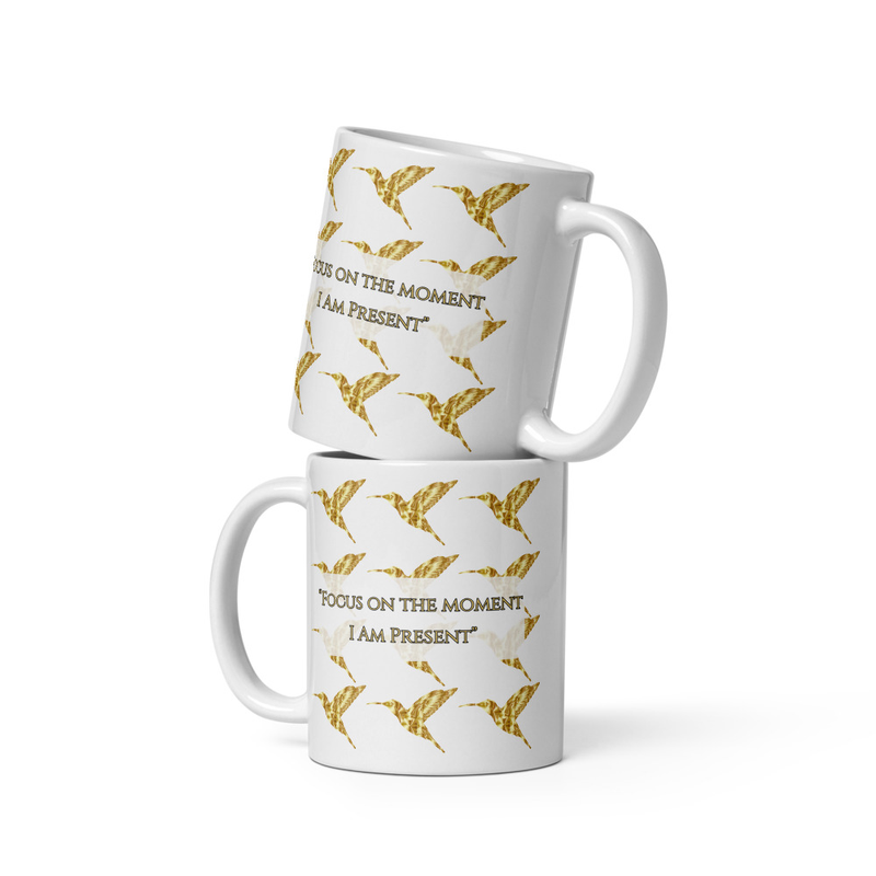 Luxe Hummingbird Presence Affirmation White glossy mug