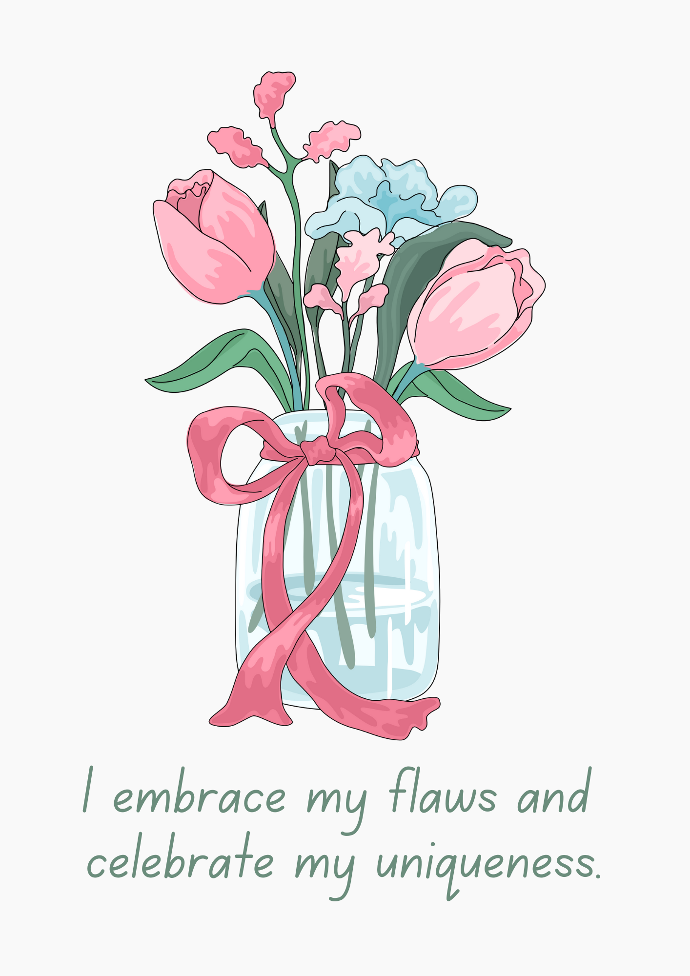 Printable Positive Affirmation Wall Art – Embrace Your Uniqueness (A3, A4, A5 PDF)