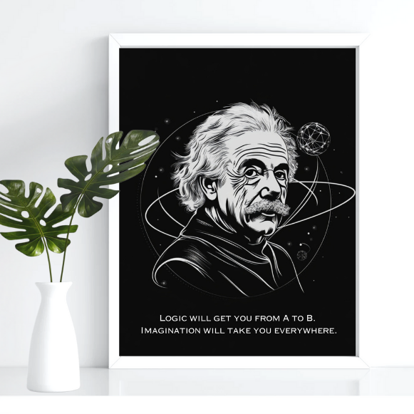 Unlock Your Imagination: Inspiring Wall Art Featuring Albert Einstein's Powerful Quote for Daily Motivation and Creative Living