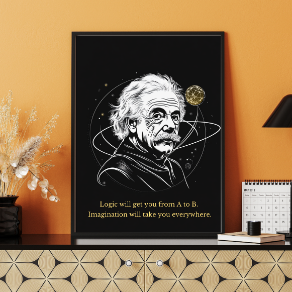 Unlock Your Imagination: Inspiring Wall Art Featuring Albert Einstein's Powerful Quote for Daily Motivation and Creative Living