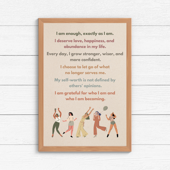 Boho Minimalist Self-Love Affirmation Wall Art - Printable Decor for Empowerment & Confidence
