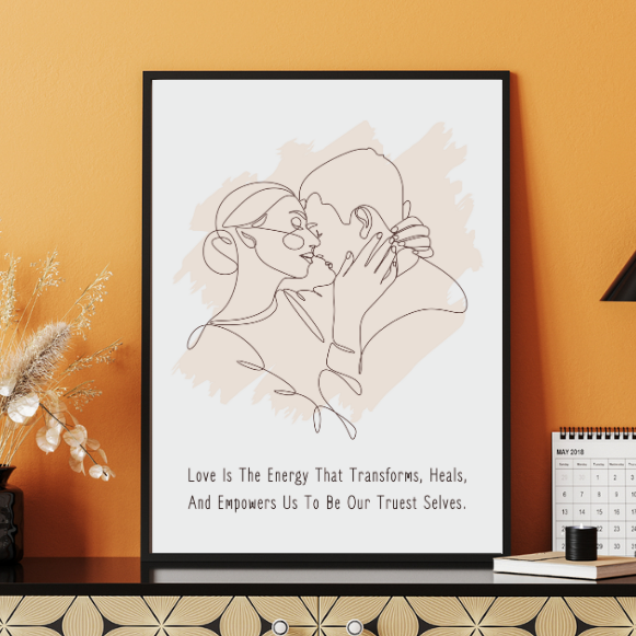 Minimalist Outline Couple Wall Art – Inspirational Love Quote Printable | Instant Download | High-Resolution PDF