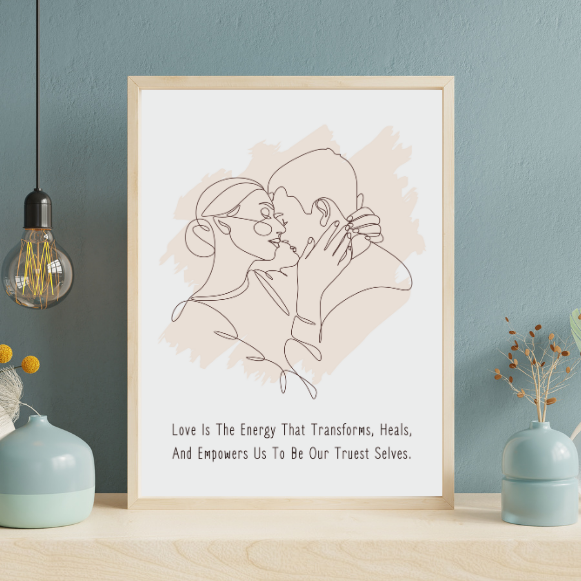 Minimalist Outline Couple Wall Art – Inspirational Love Quote Printable | Instant Download | High-Resolution PDF